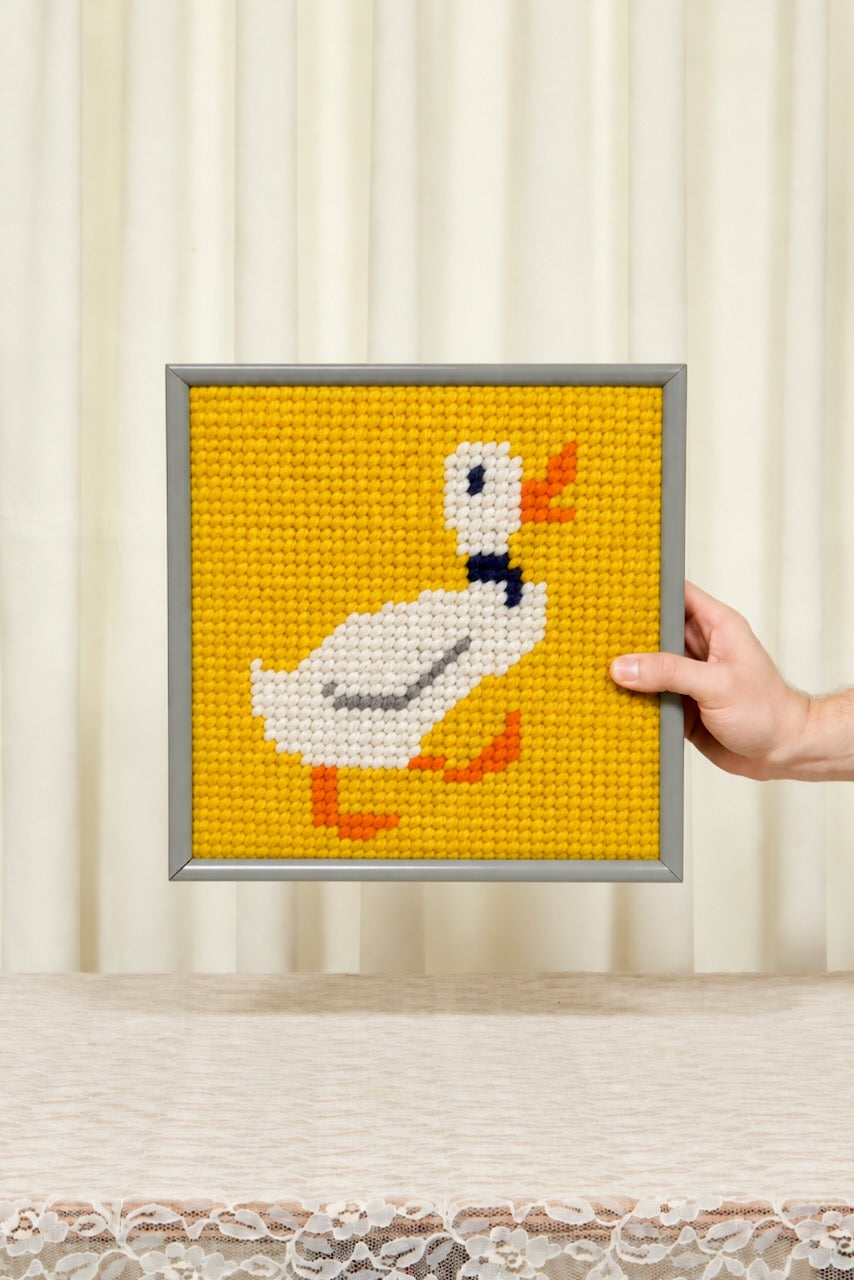 Vintage Framed Duck Needlepoint