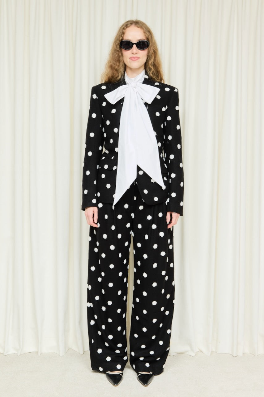 Eddie Raised Polkadot Pleated Trouser