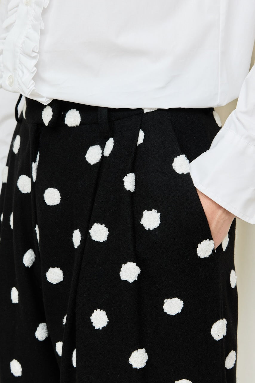Eddie Raised Polkadot Pleated Trouser