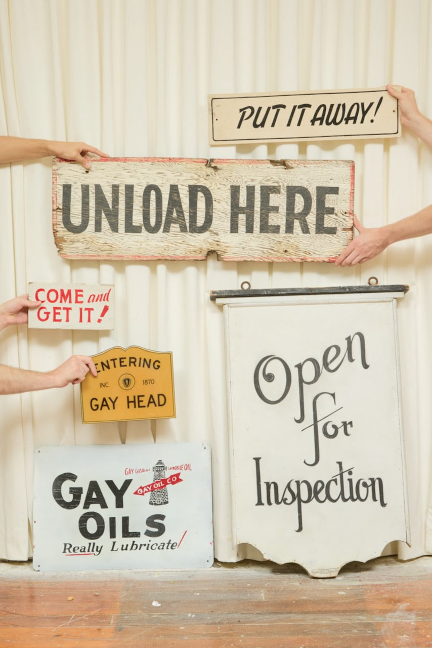 Vintage "Unload Here" Painted Sign