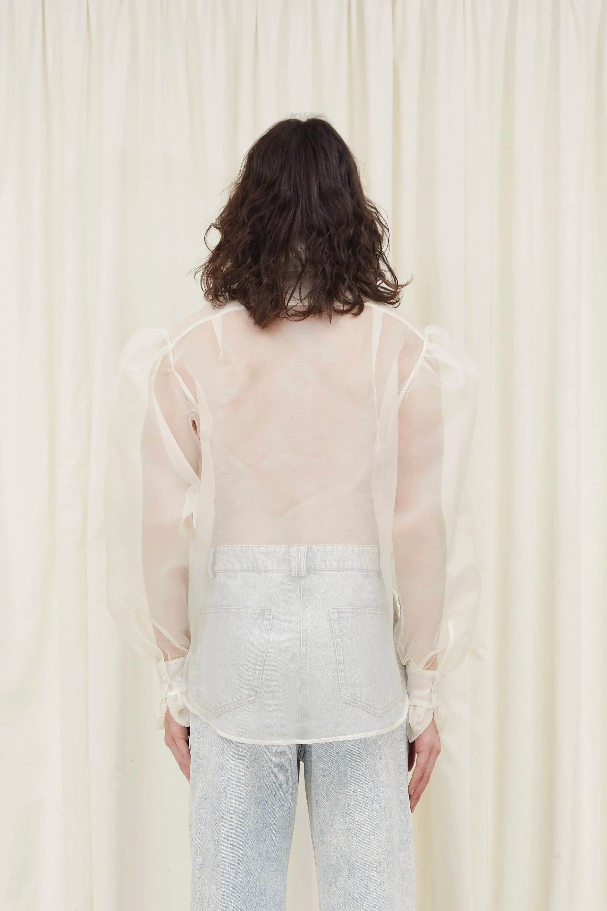 Simone Sheer Organza Pussybow Blouse