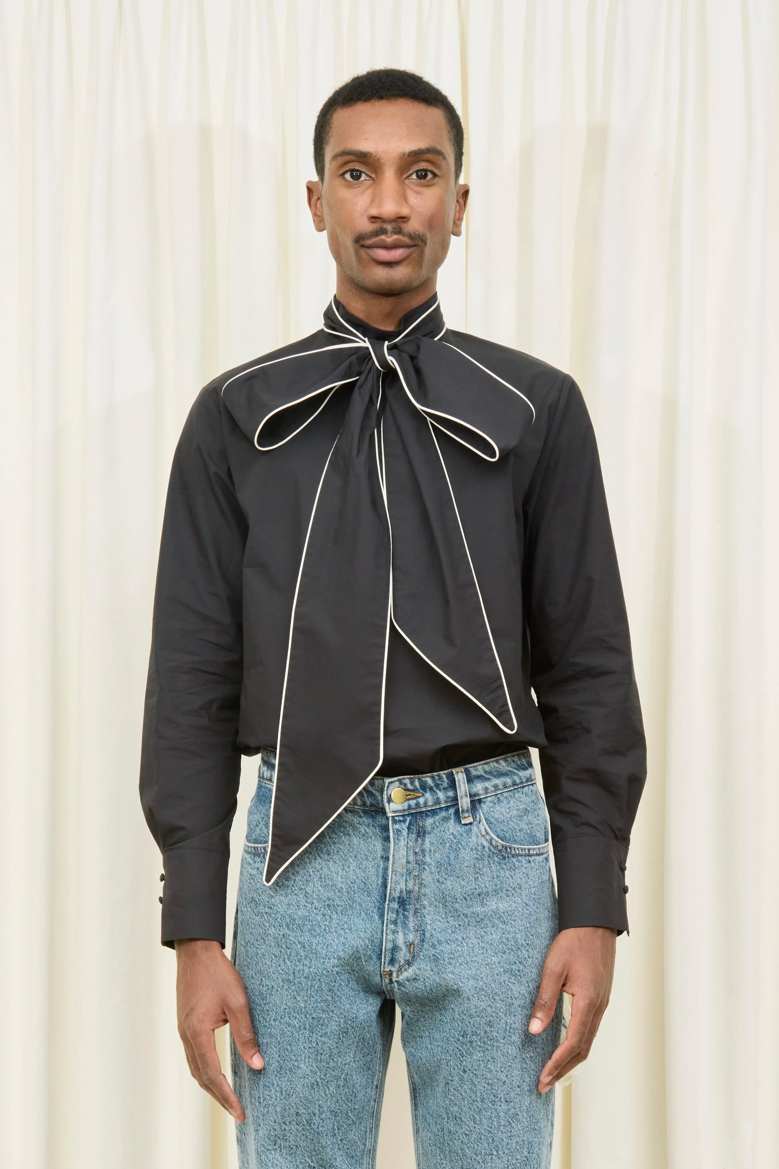 Laurence Piped Pussybow Shirt
