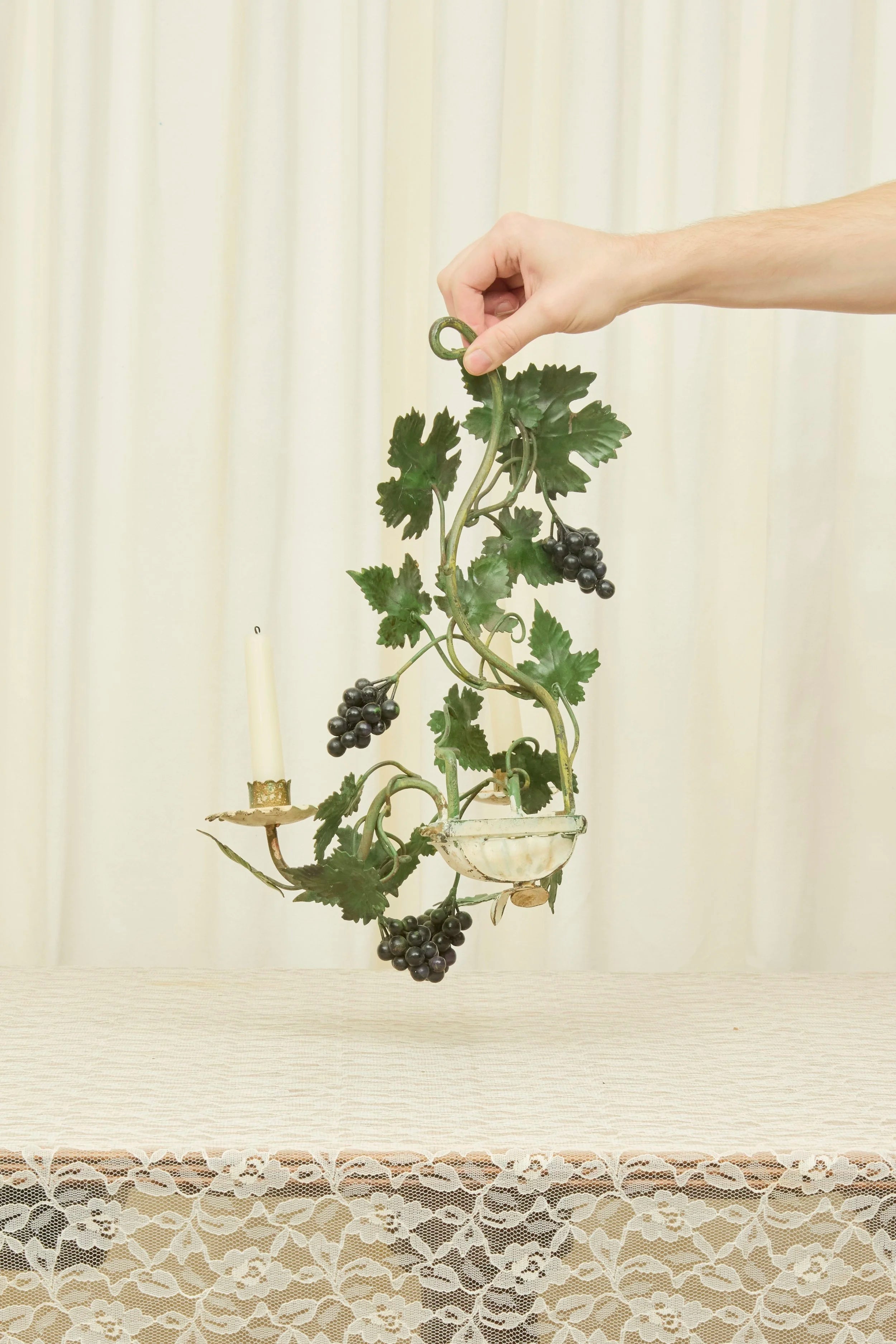 Vintage Metal Grape Vine Candle Sconce
