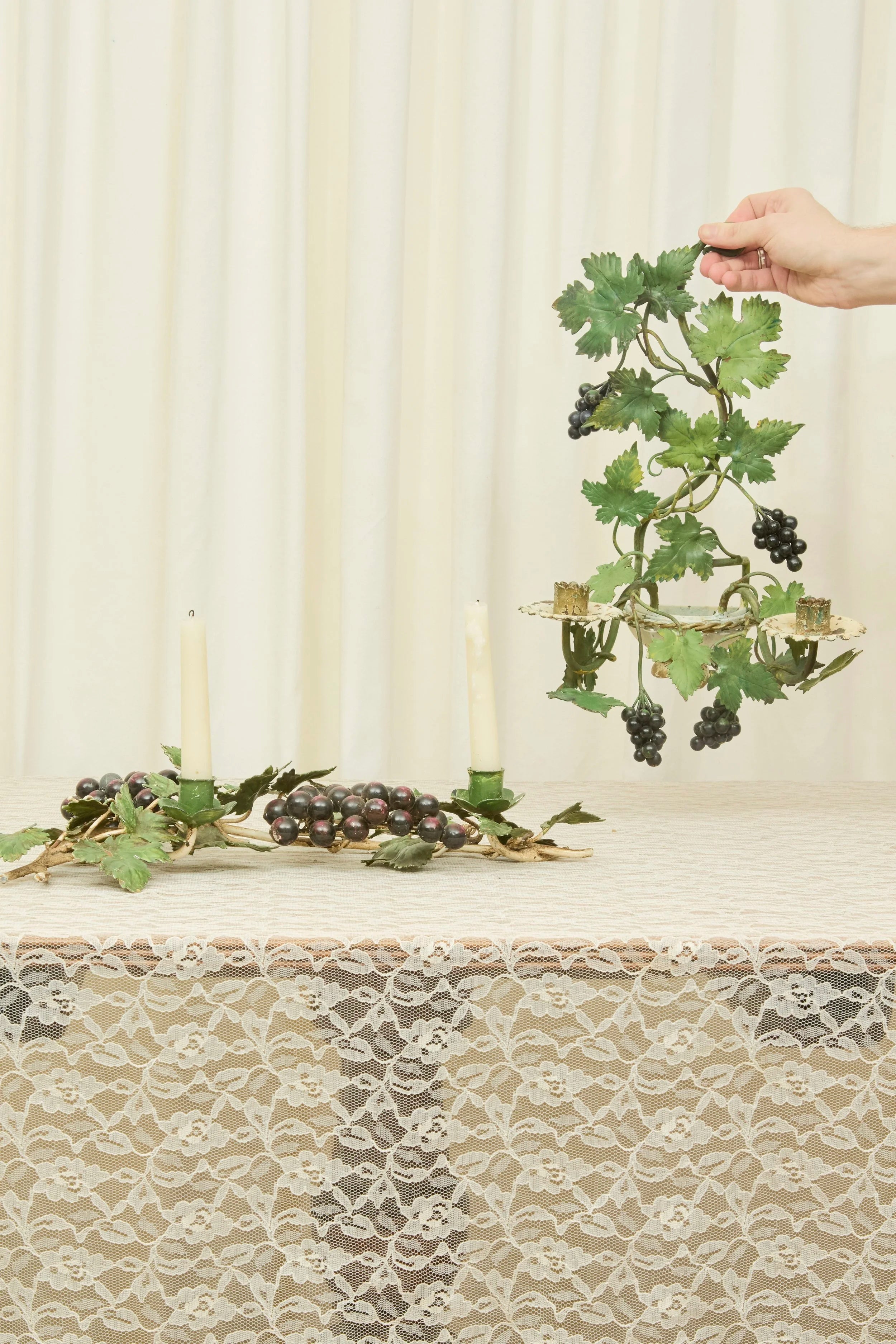 Vintage Metal Grape Vine Candle Sconce