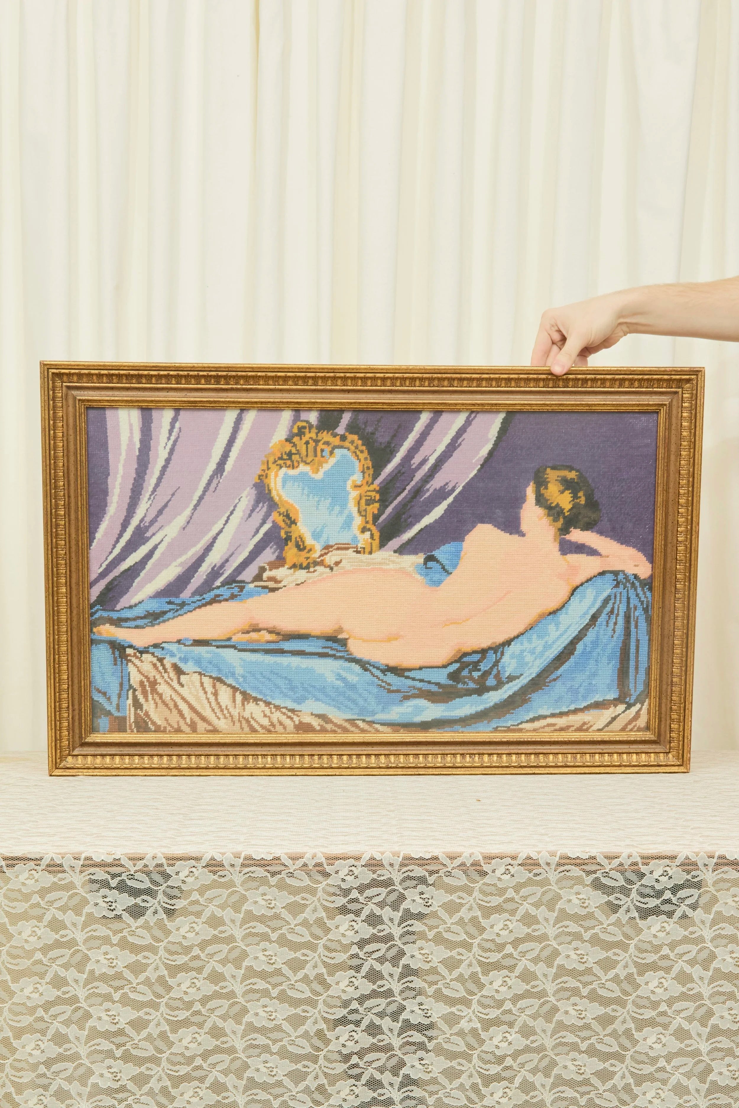 Vintage Nude Woman Needlepoint