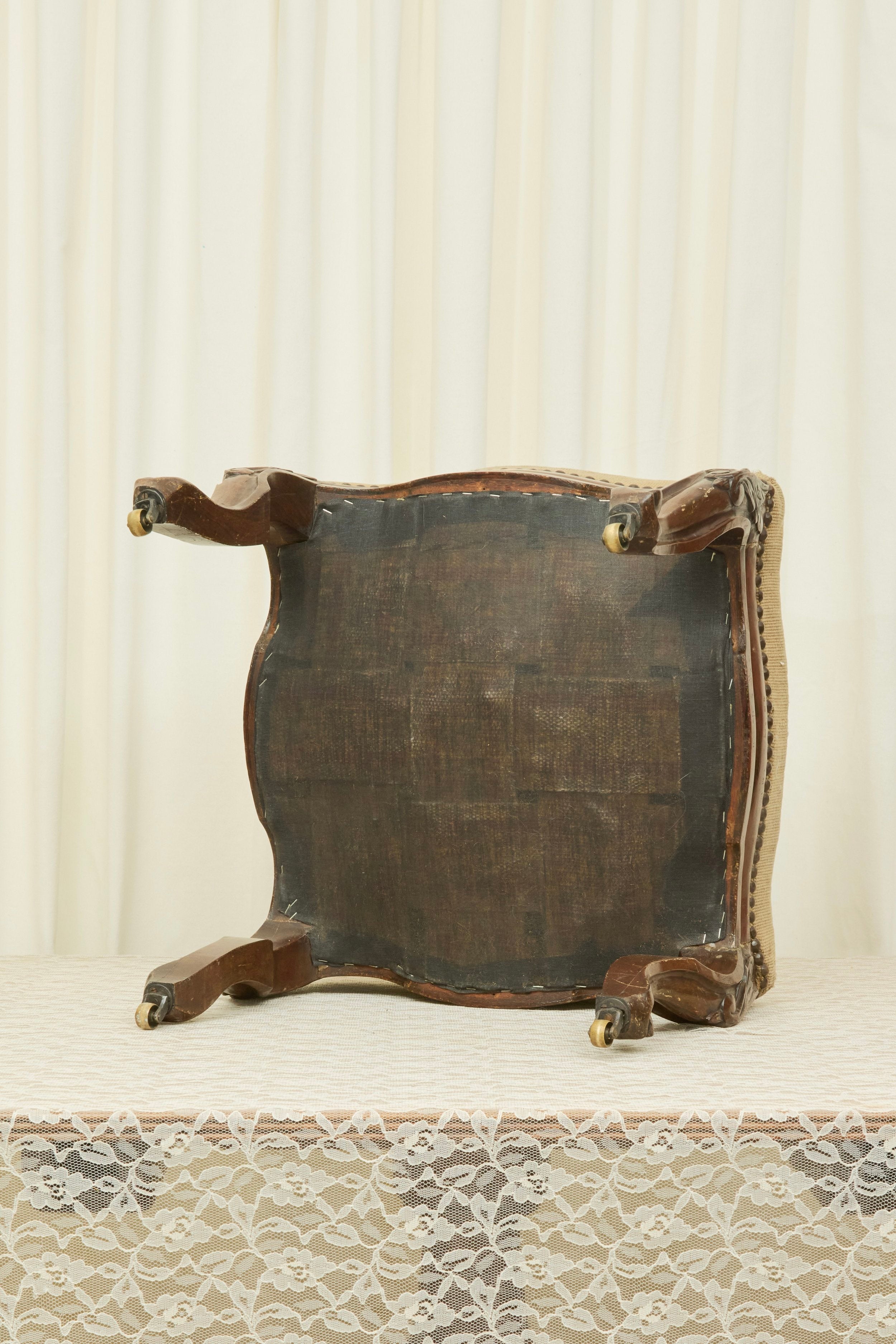 Antique Spaniel Needlepoint Ottoman