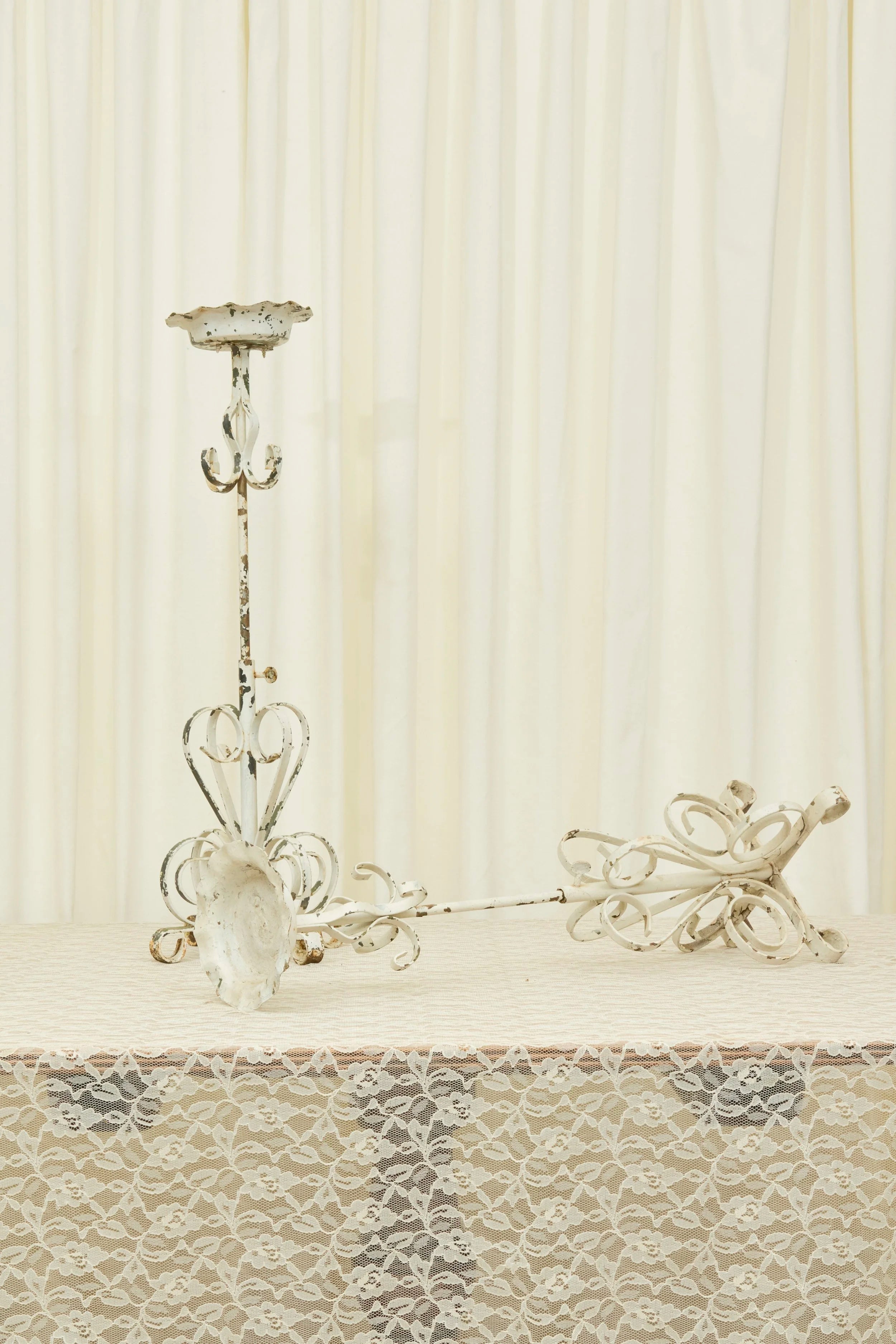 Vintage Wrought Iron Candle/Plant Holder Set/2