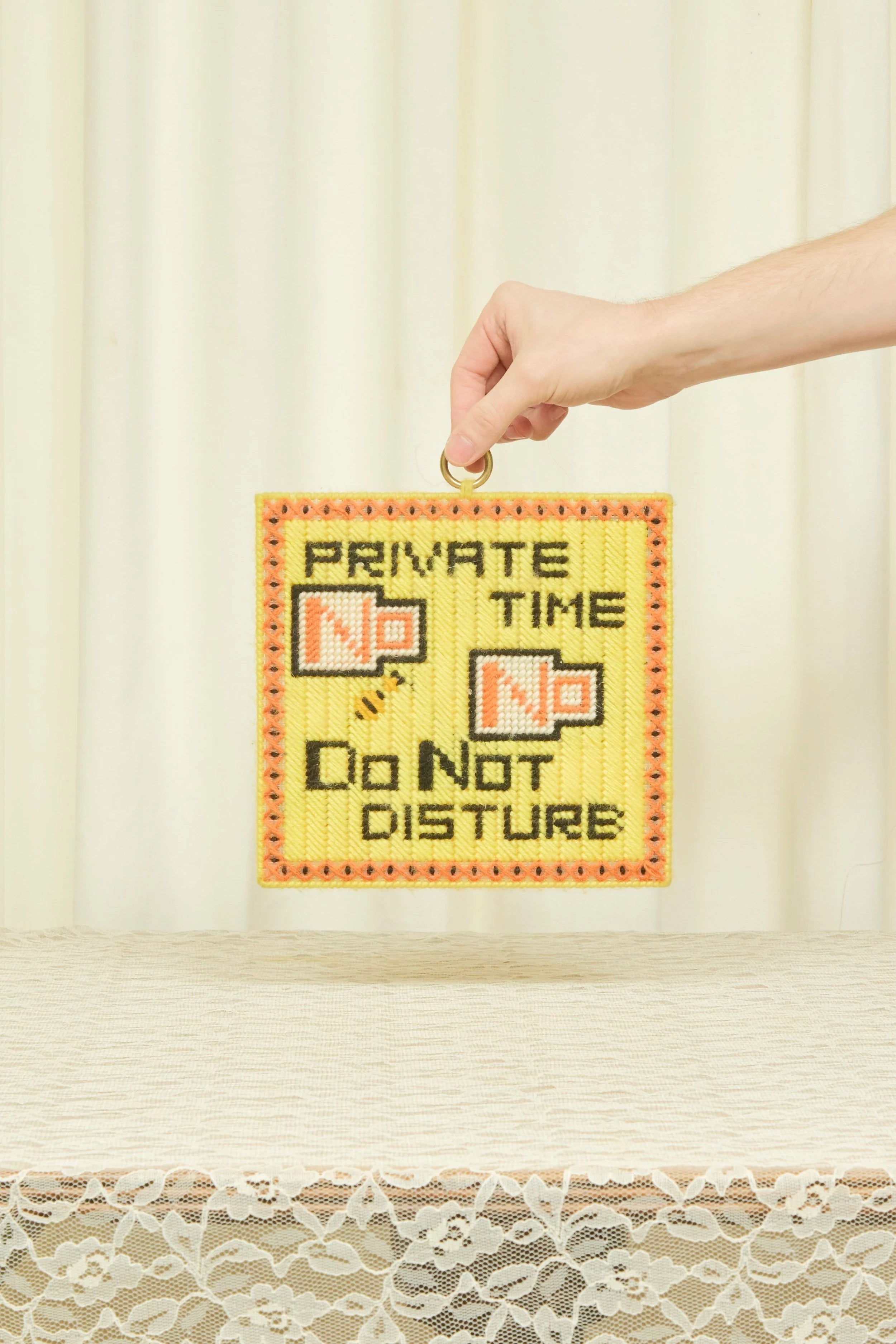 Vintage Double Sided Needlepoint Sign