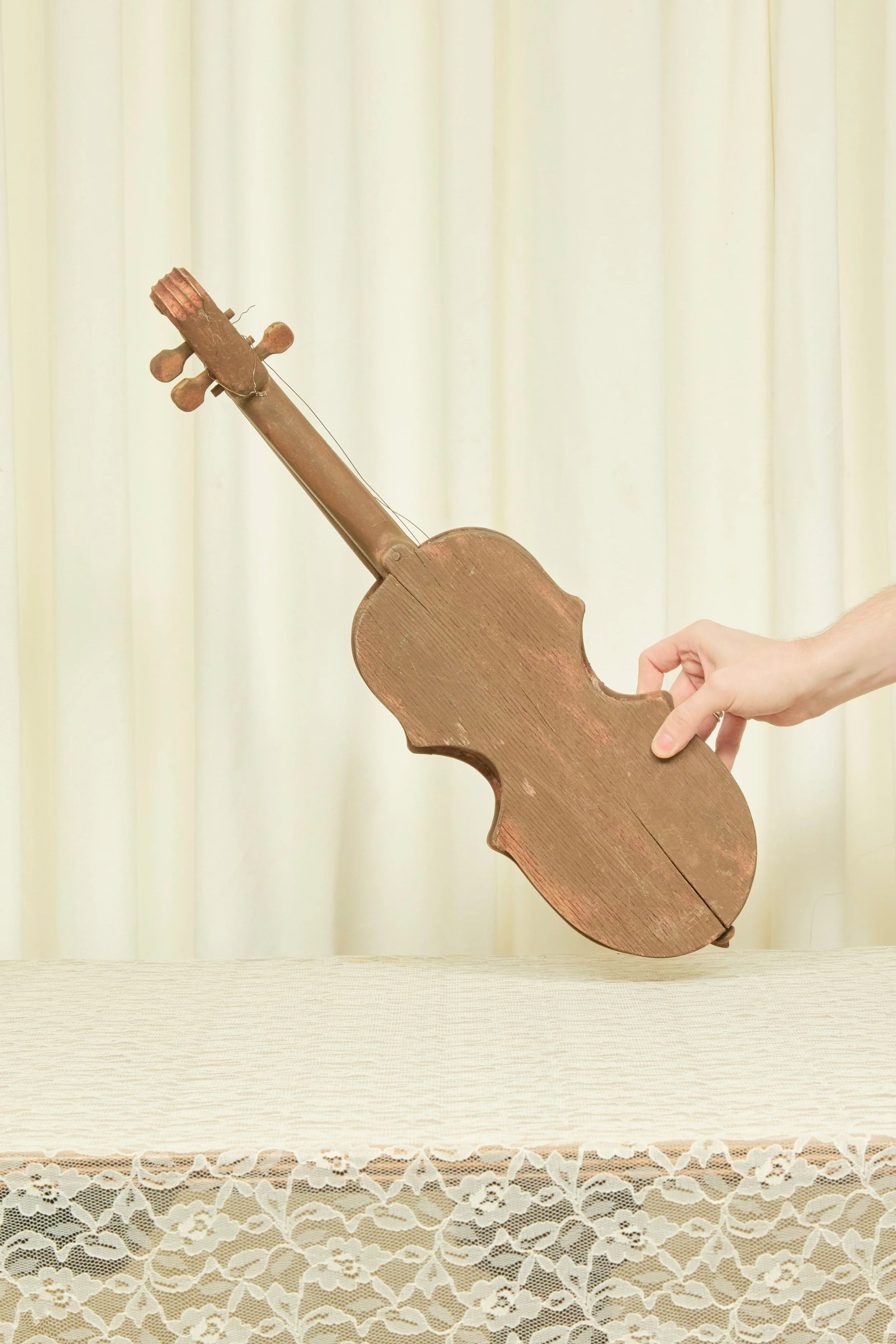 Vintage Folk Art Violin Wall Hanging
