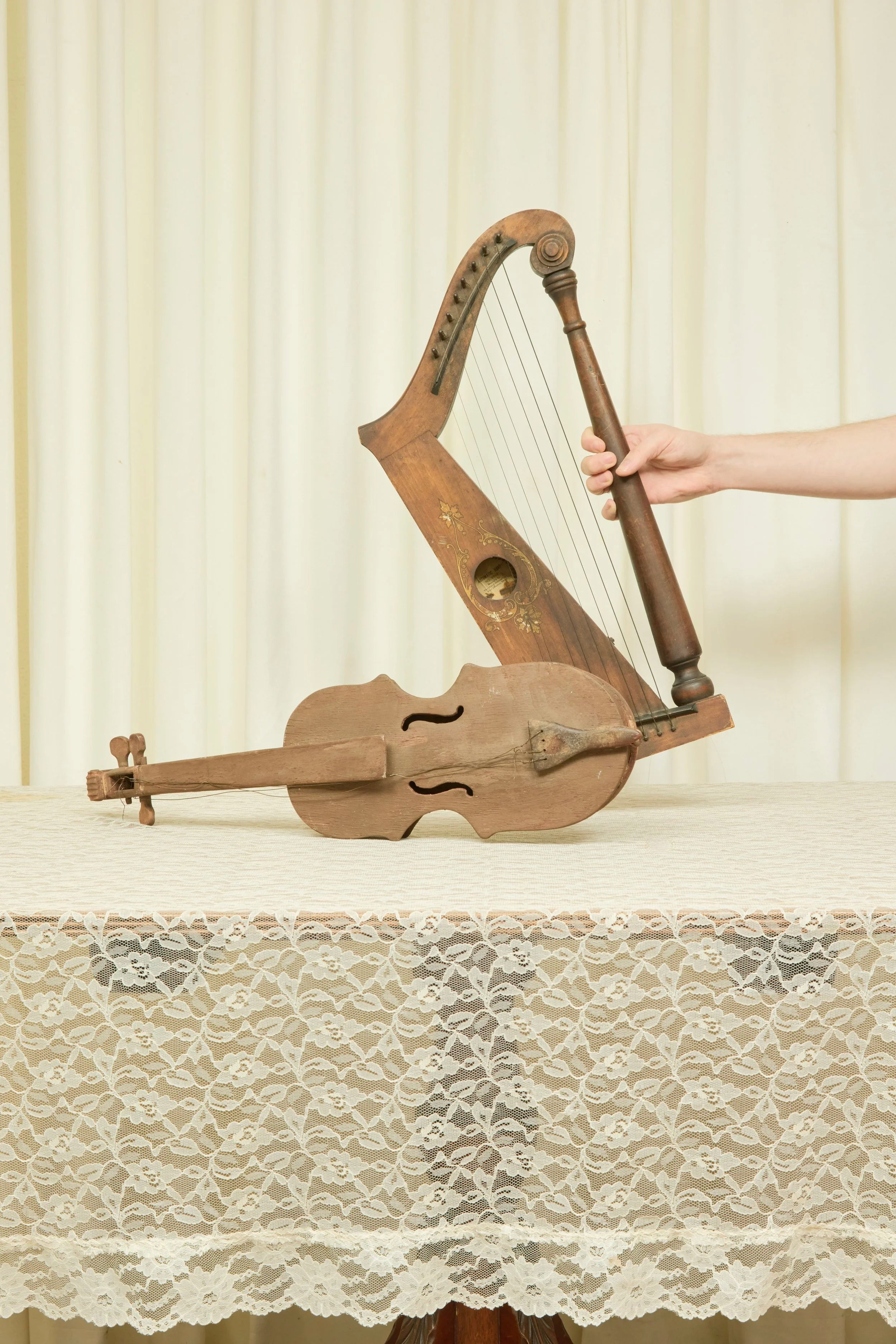 Vintage Folk Art Violin Wall Hanging