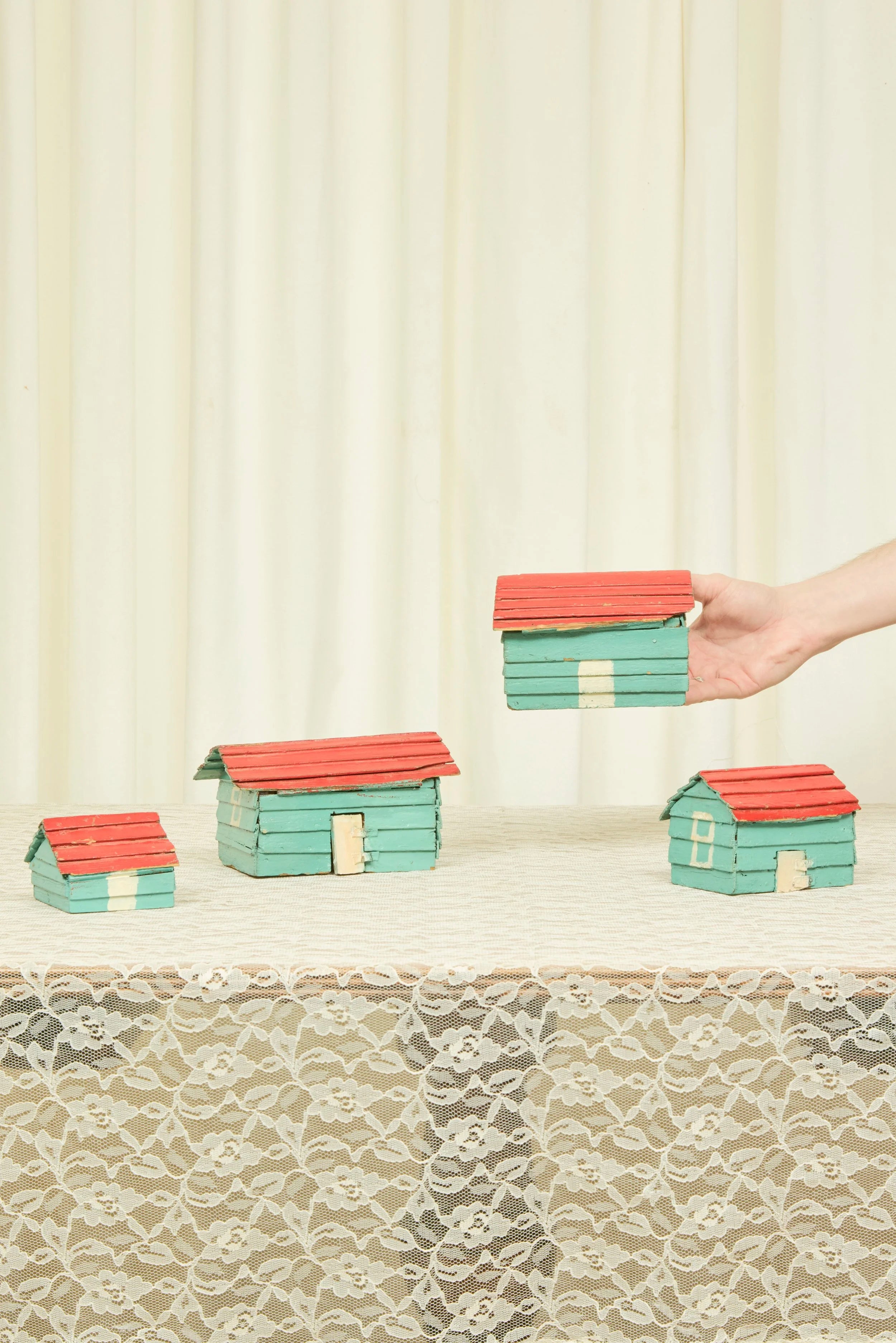 Antique Folk Art Village Set/4