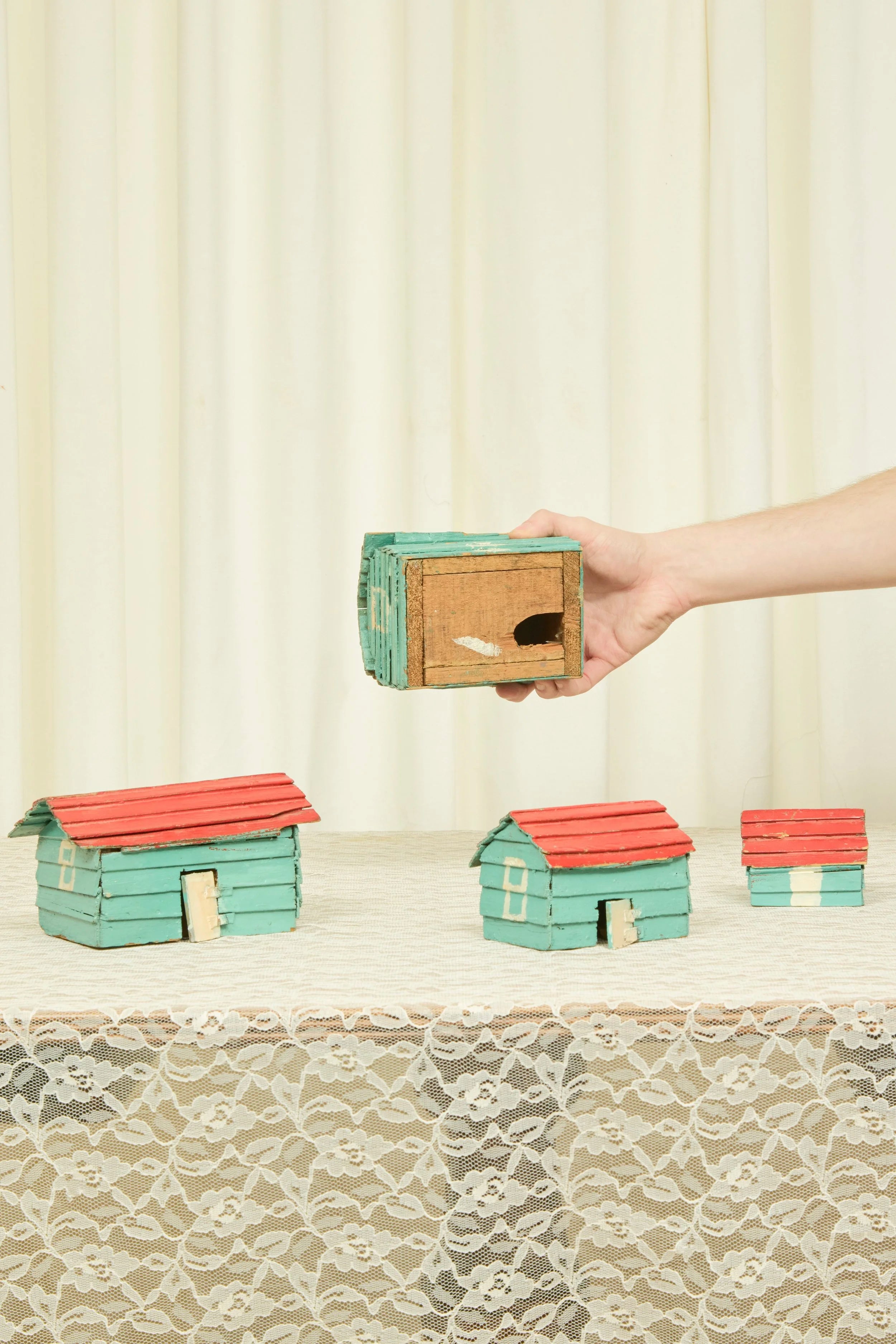 Antique Folk Art Village Set/4
