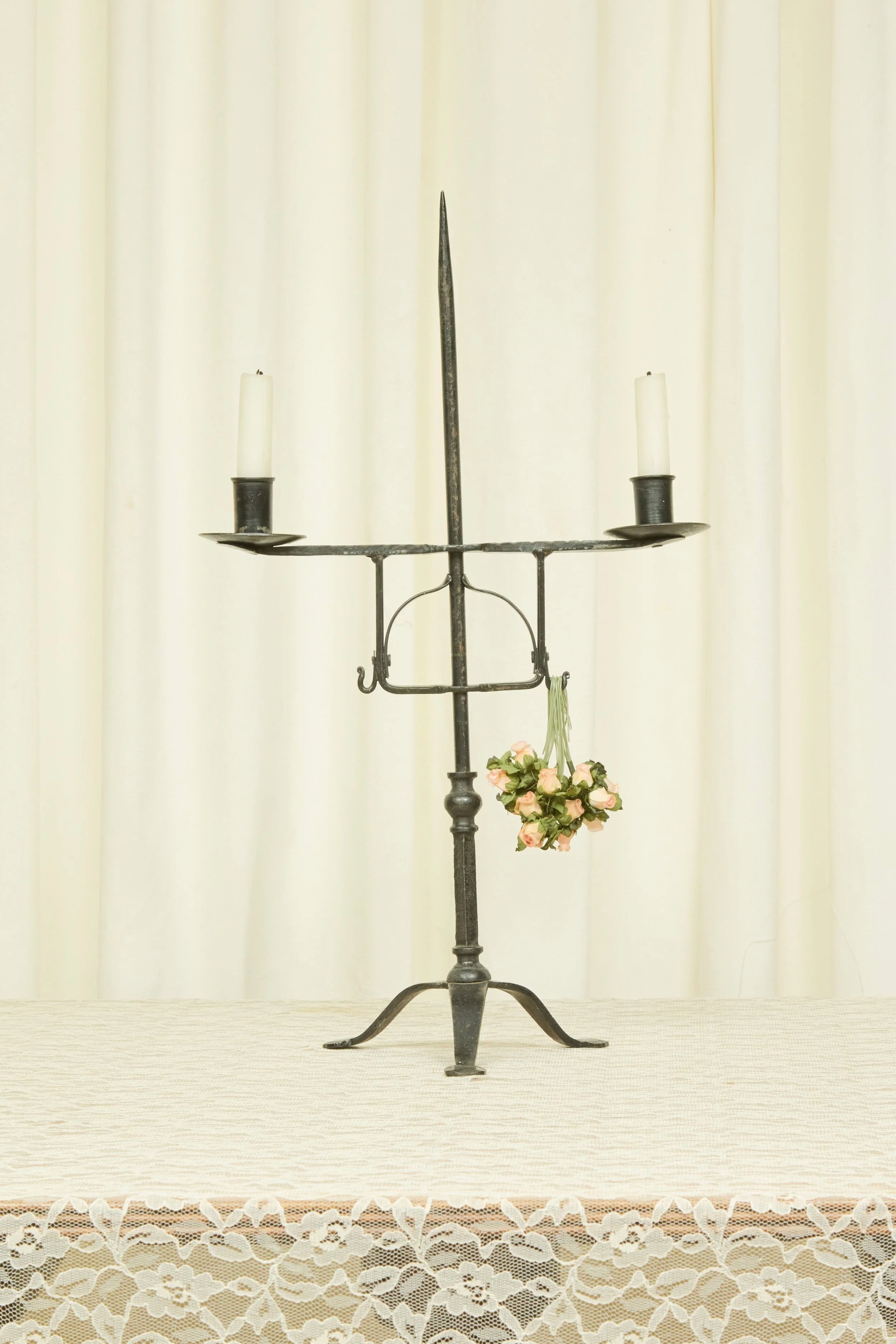 Antique Forged Adjustable Candelabra