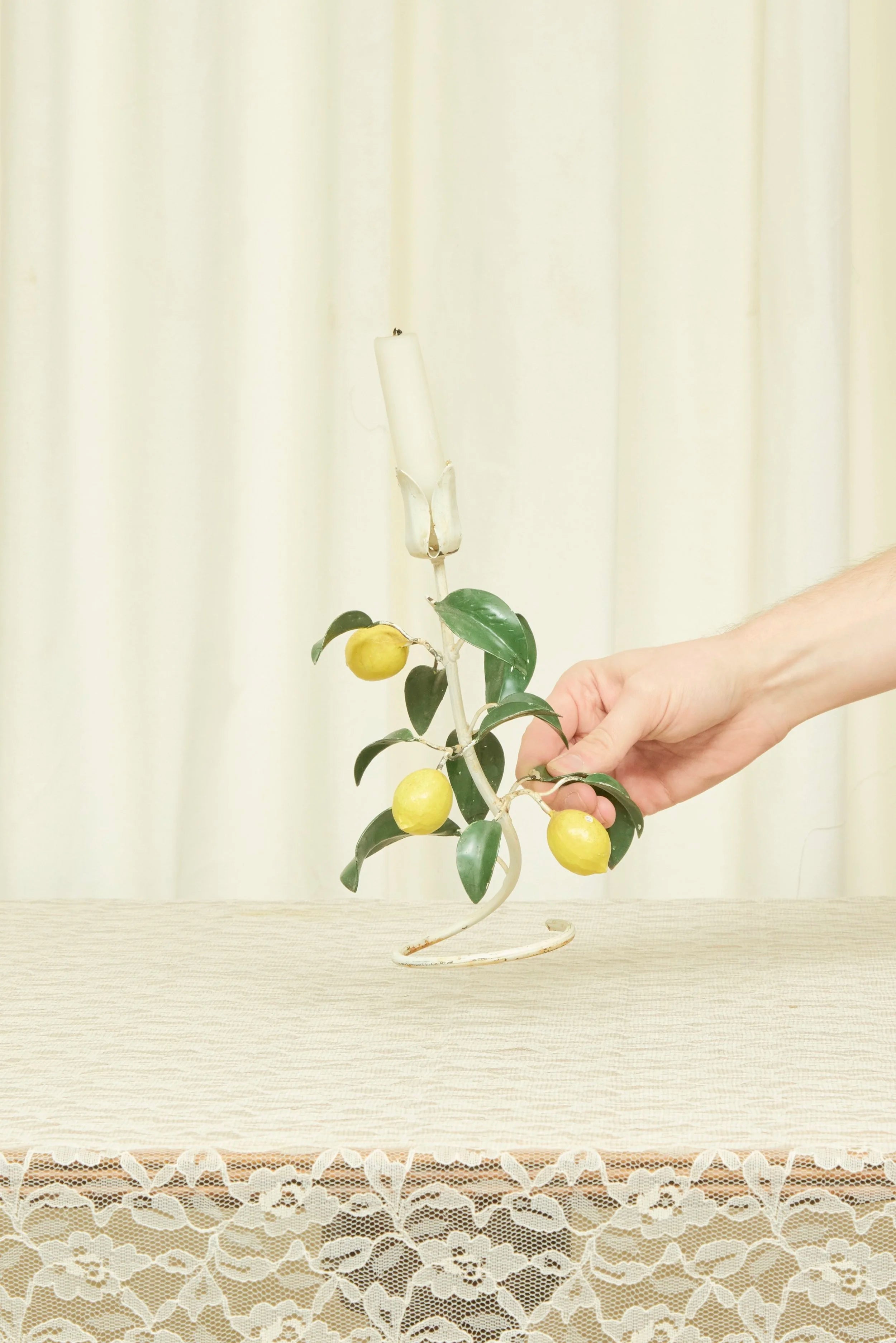 Vintage Metal Lemon Candle Holder