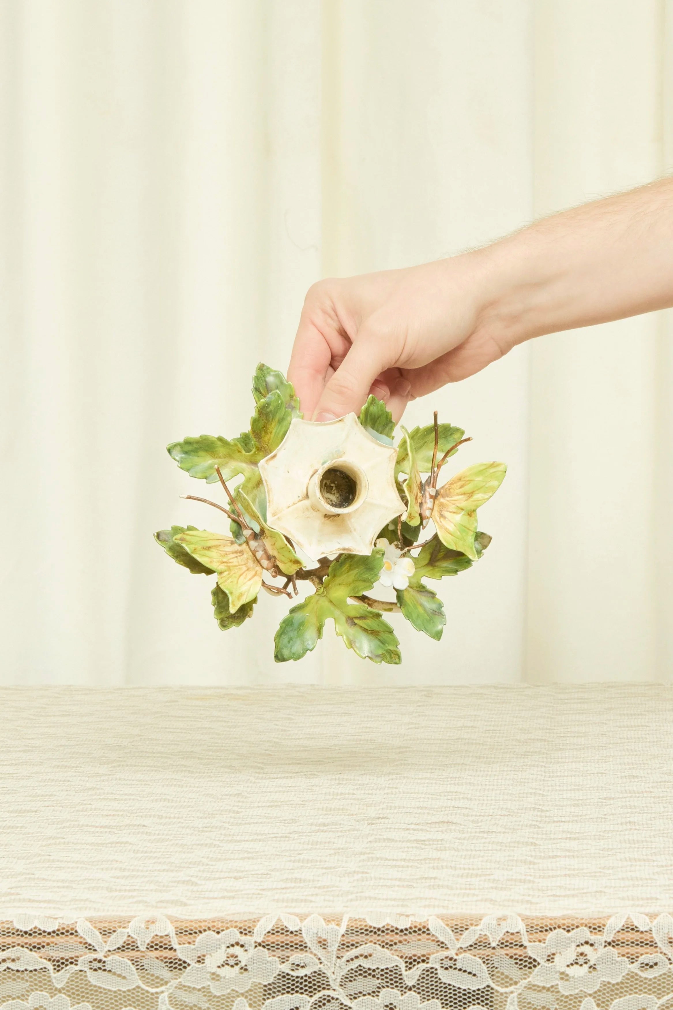 Vintage Metal Butterfly Candle Holder