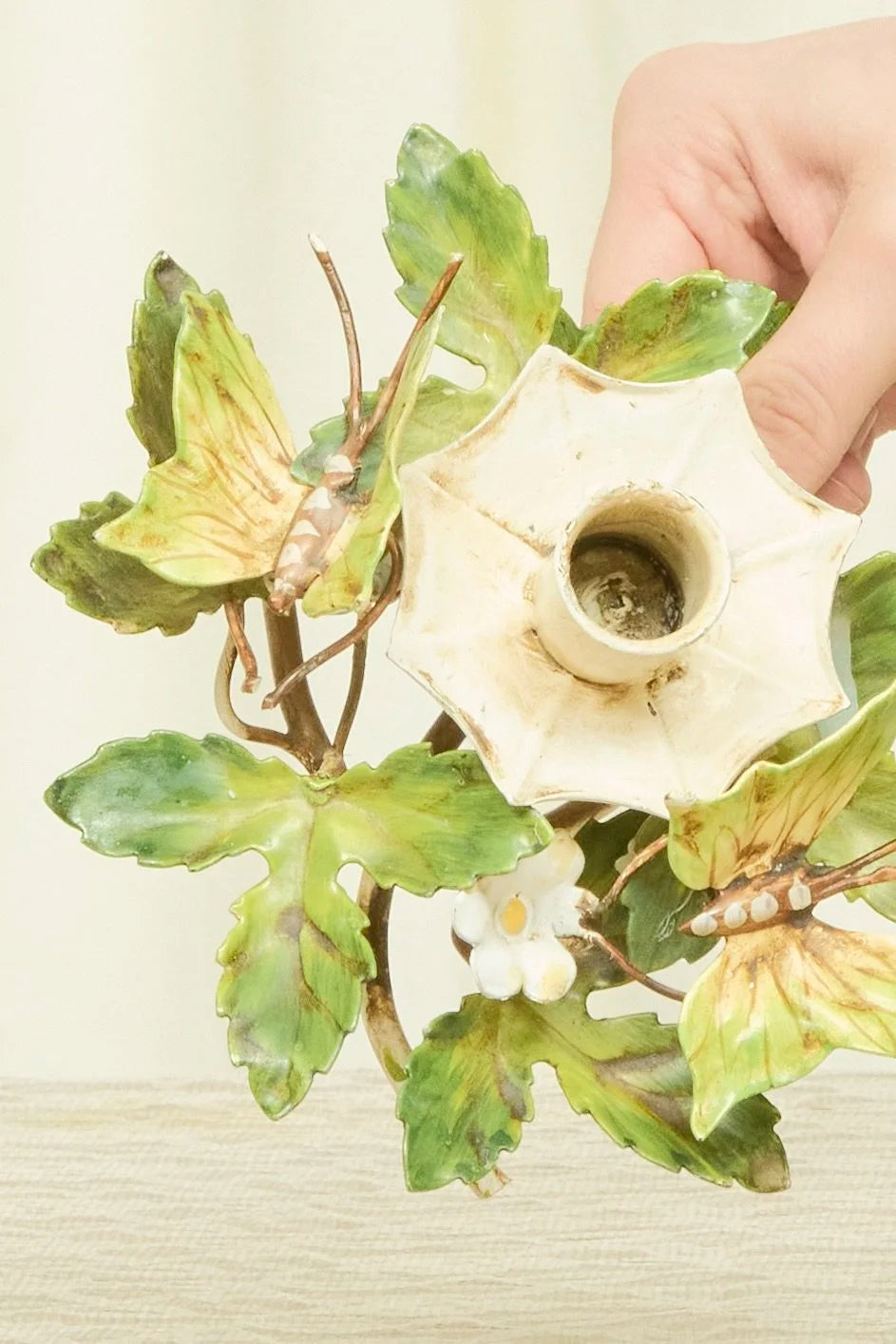 Vintage Metal Butterfly Candle Holder