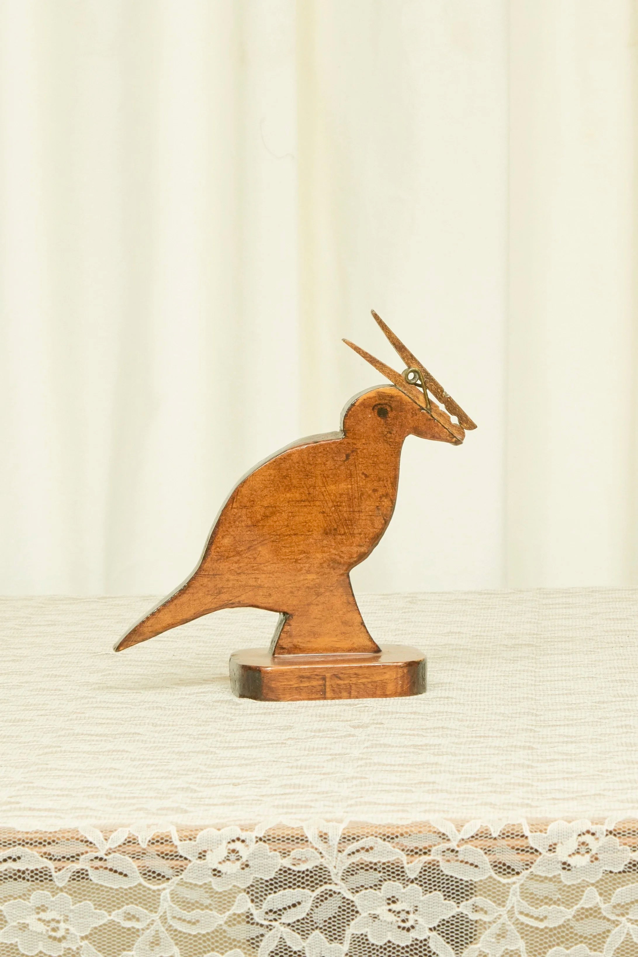 Vintage Folk Art Bird Note Holder