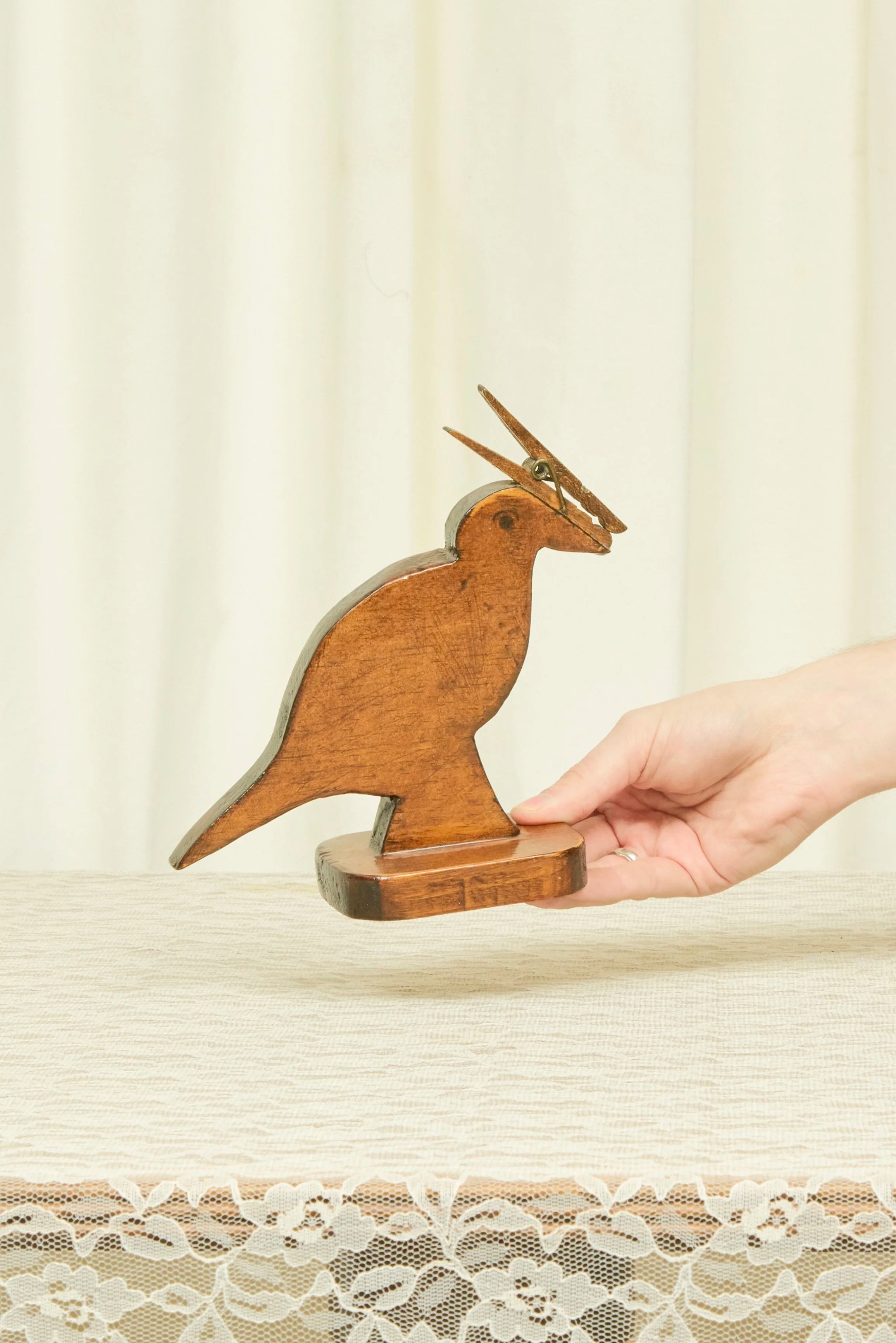 Vintage Folk Art Bird Note Holder
