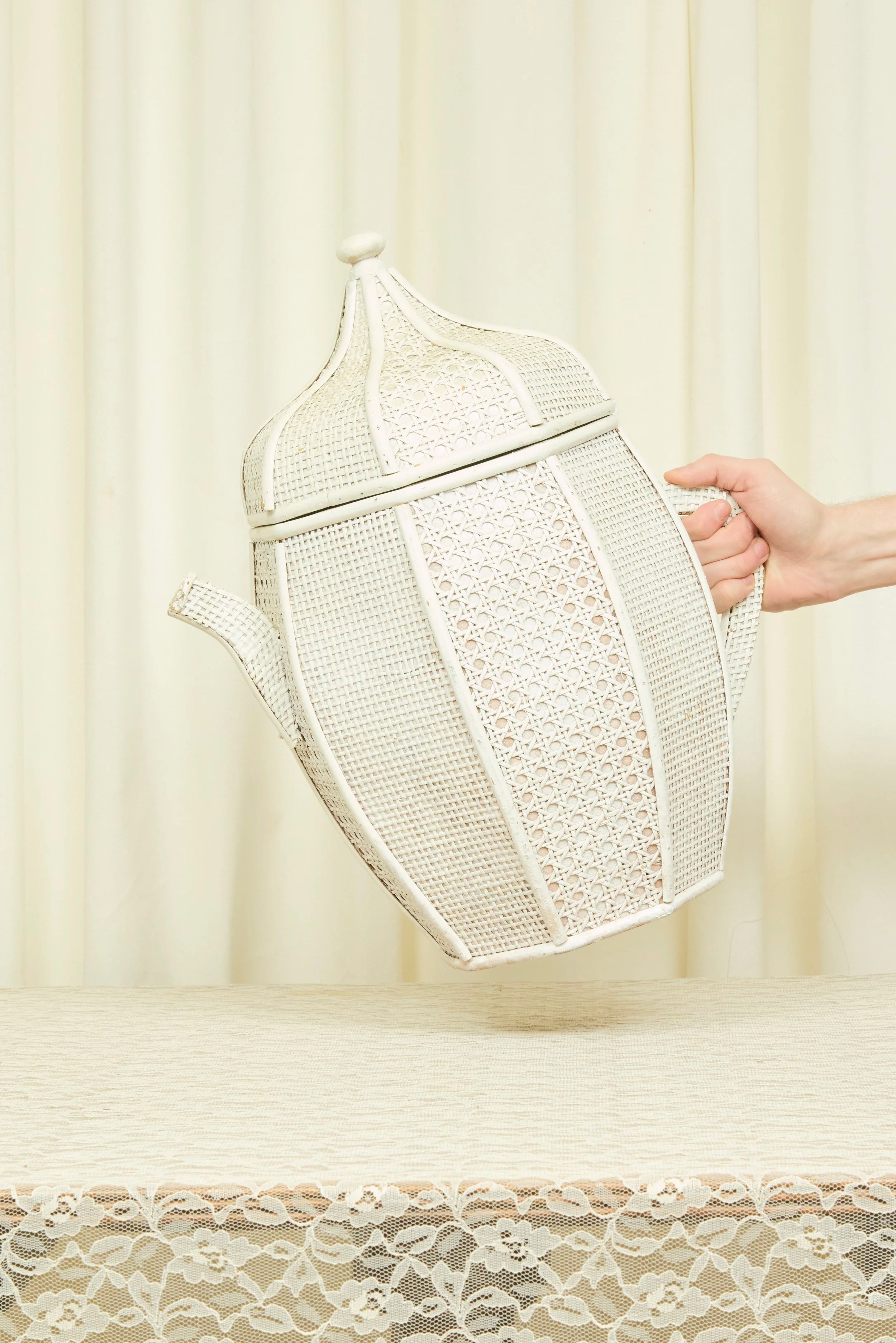 Vintage Tea Pot Wicker Basket