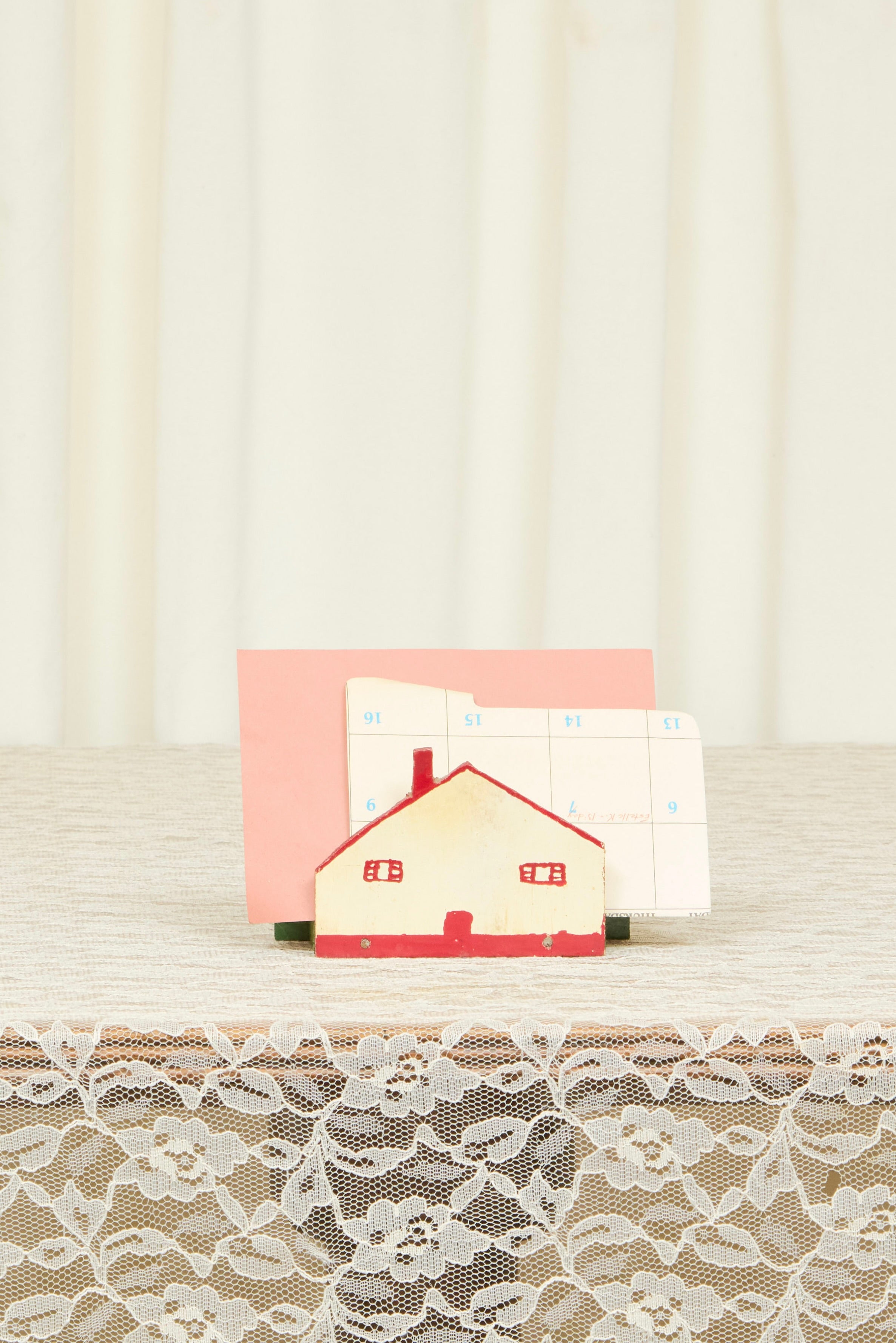 Vintage Wooden House Napkin/Letterholder