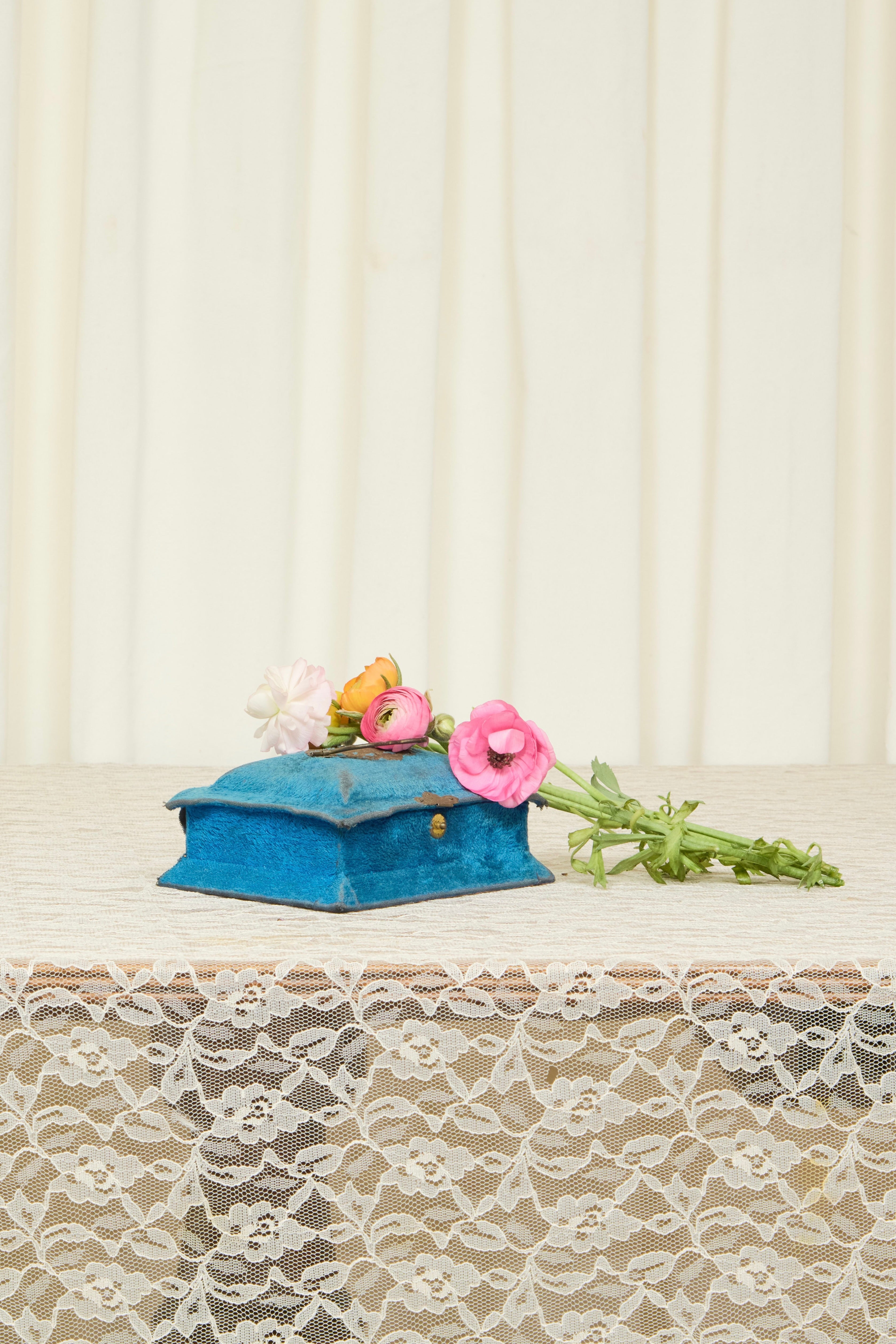 Antique Velvet Trinket/Jewelry Box