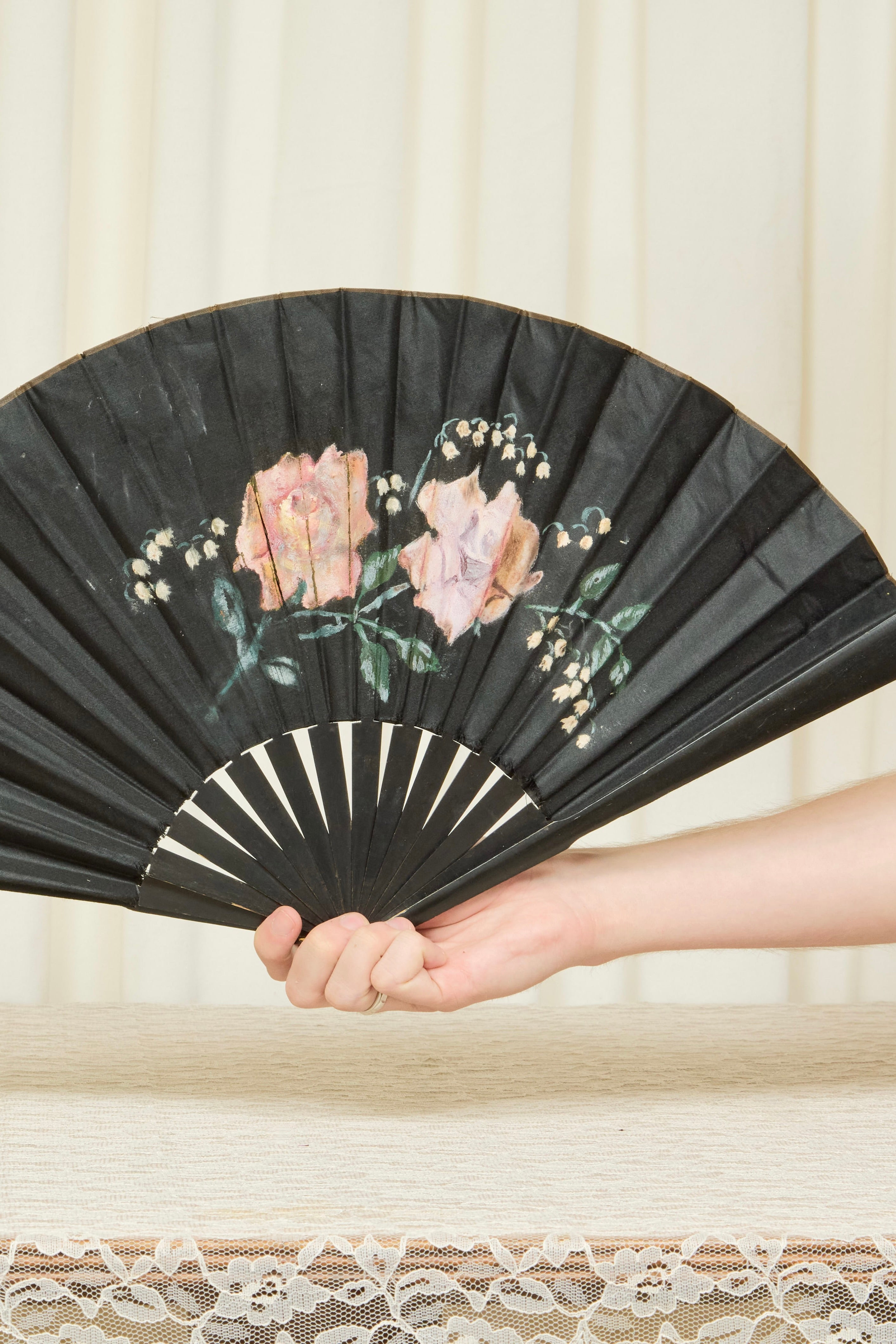 Vintage Hand Painted Silk Fan