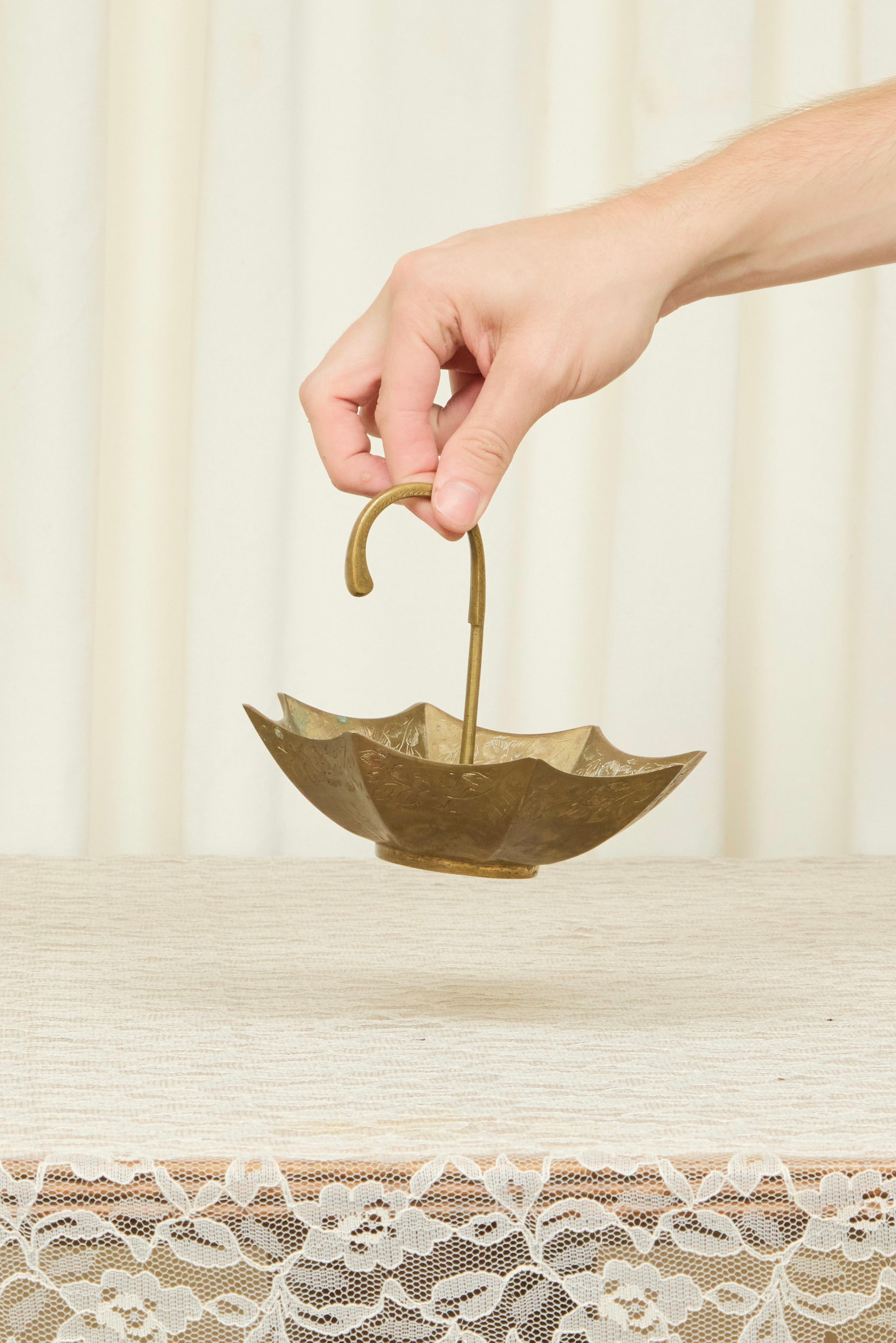Vintage Brass Umbrella Trinket Dish