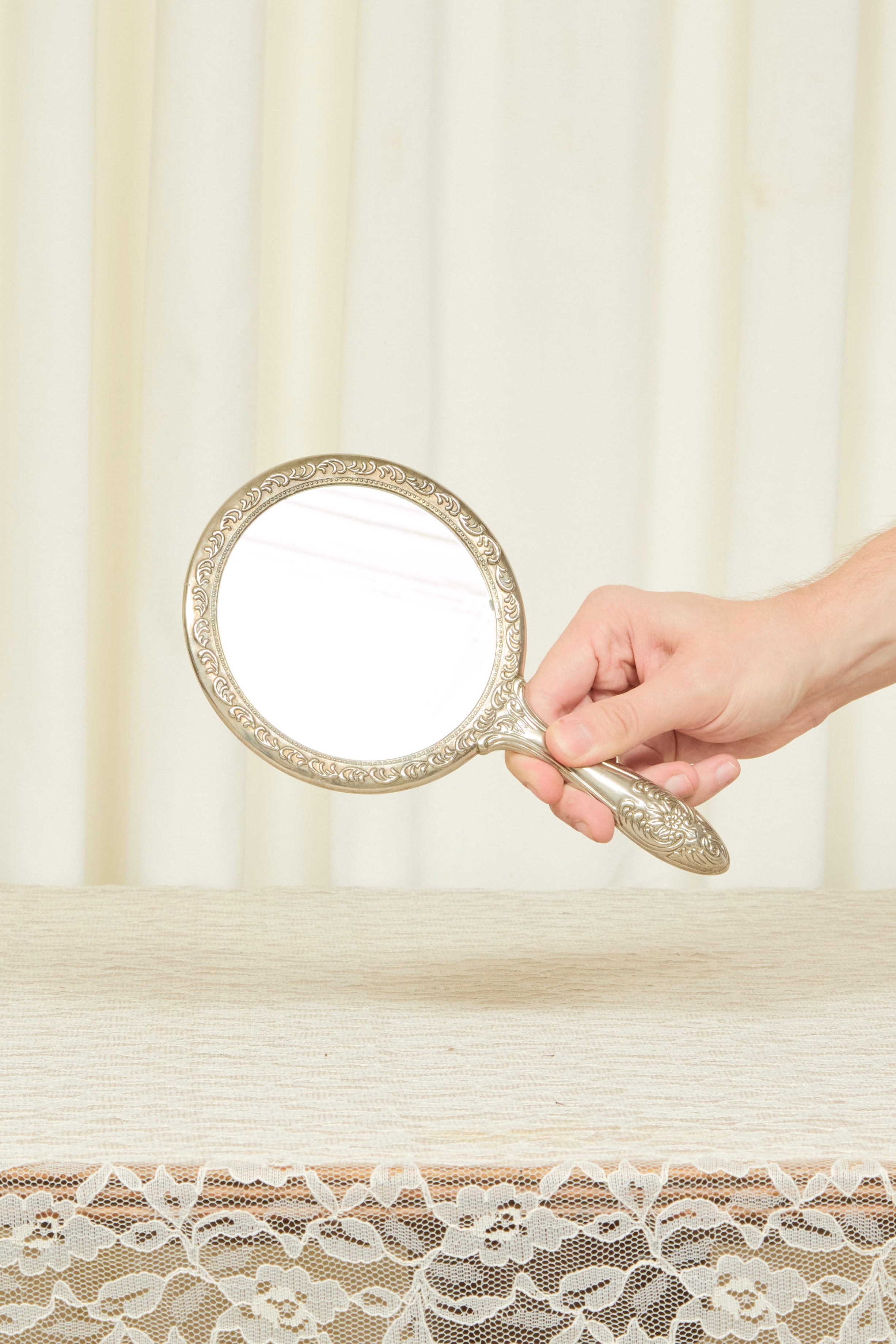 Vintage Silver Hand Mirror