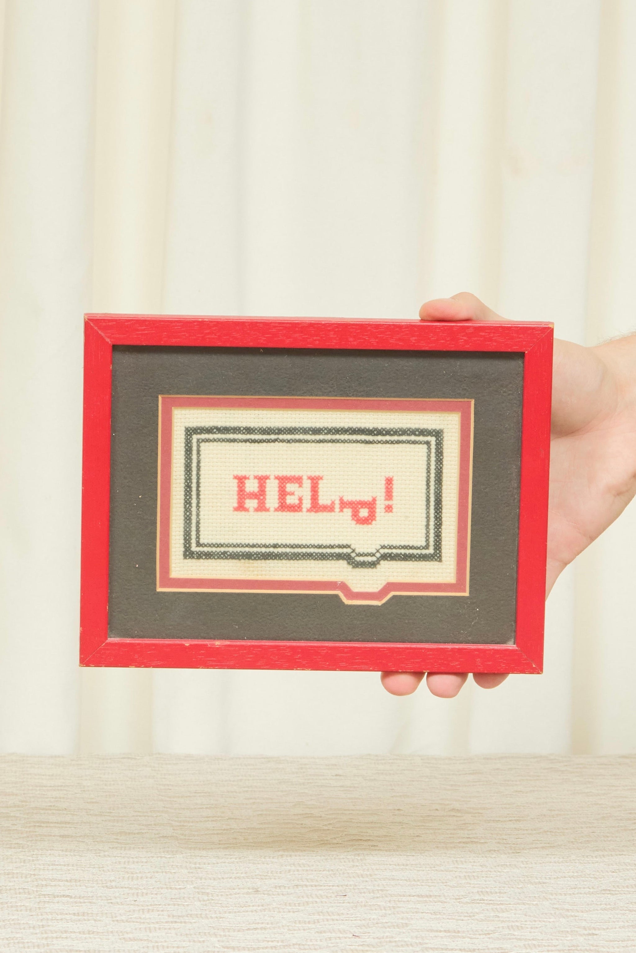 Vintage "Help" Frame Cross Stitch