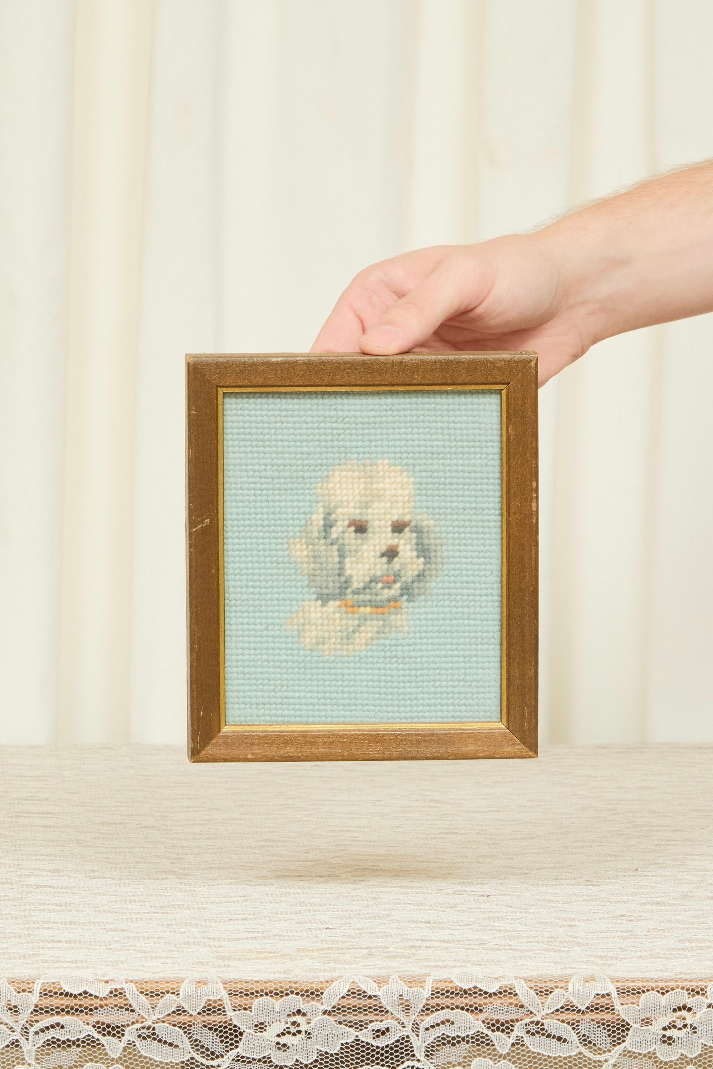 Vintage Poodle Framed Needlepoint