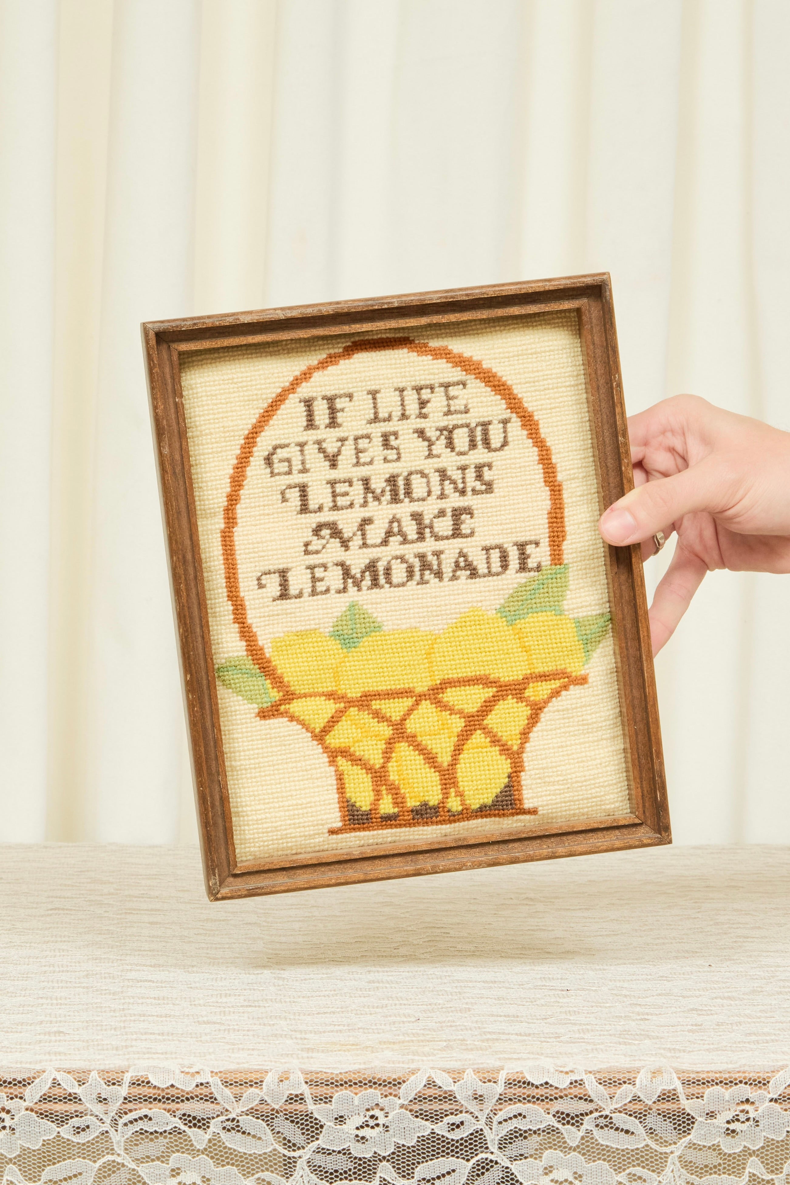 Vintage "Life Gives you Lemons" Needlepoint