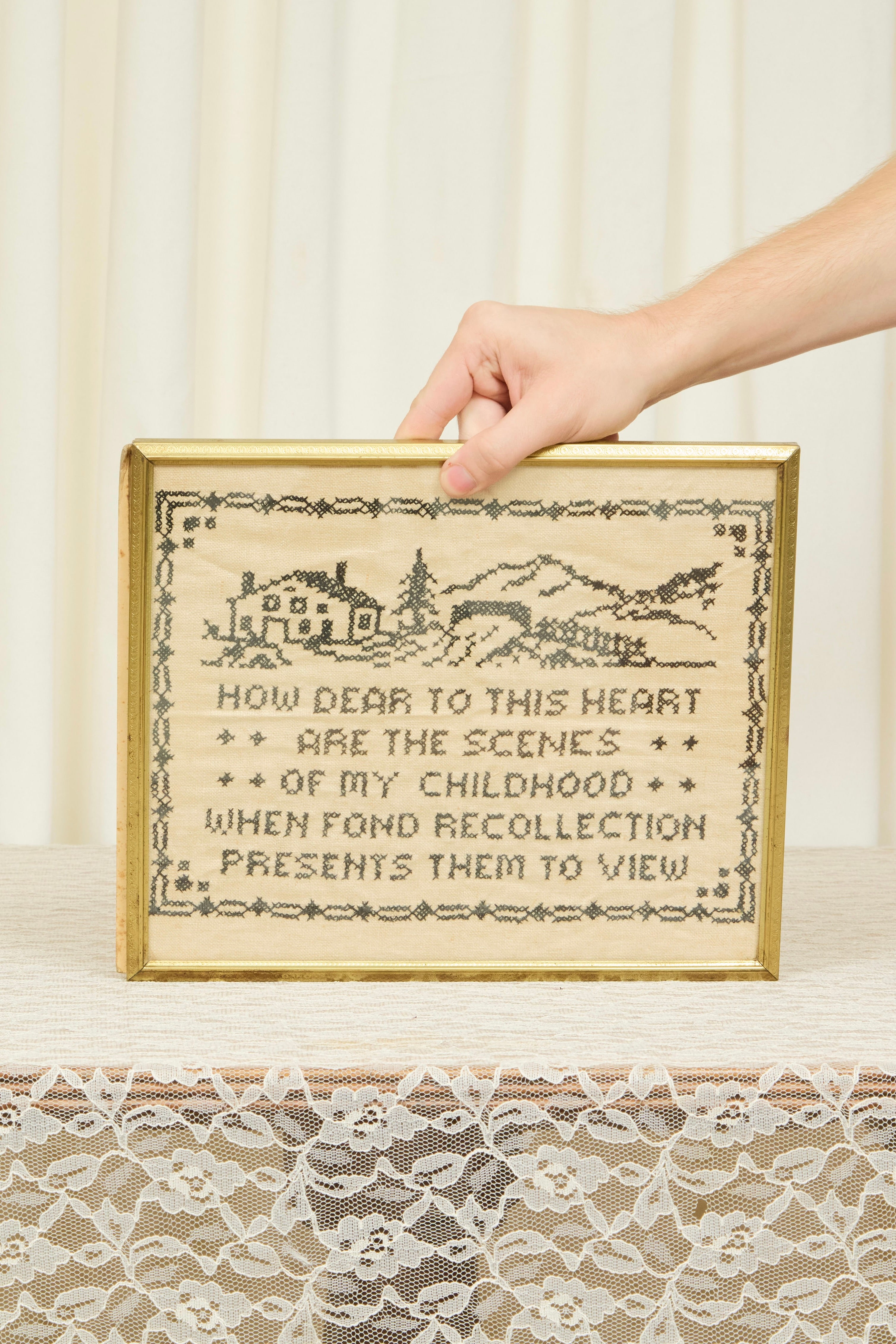 Vintage "Scenes of Childhood" Framed Cross Stitch