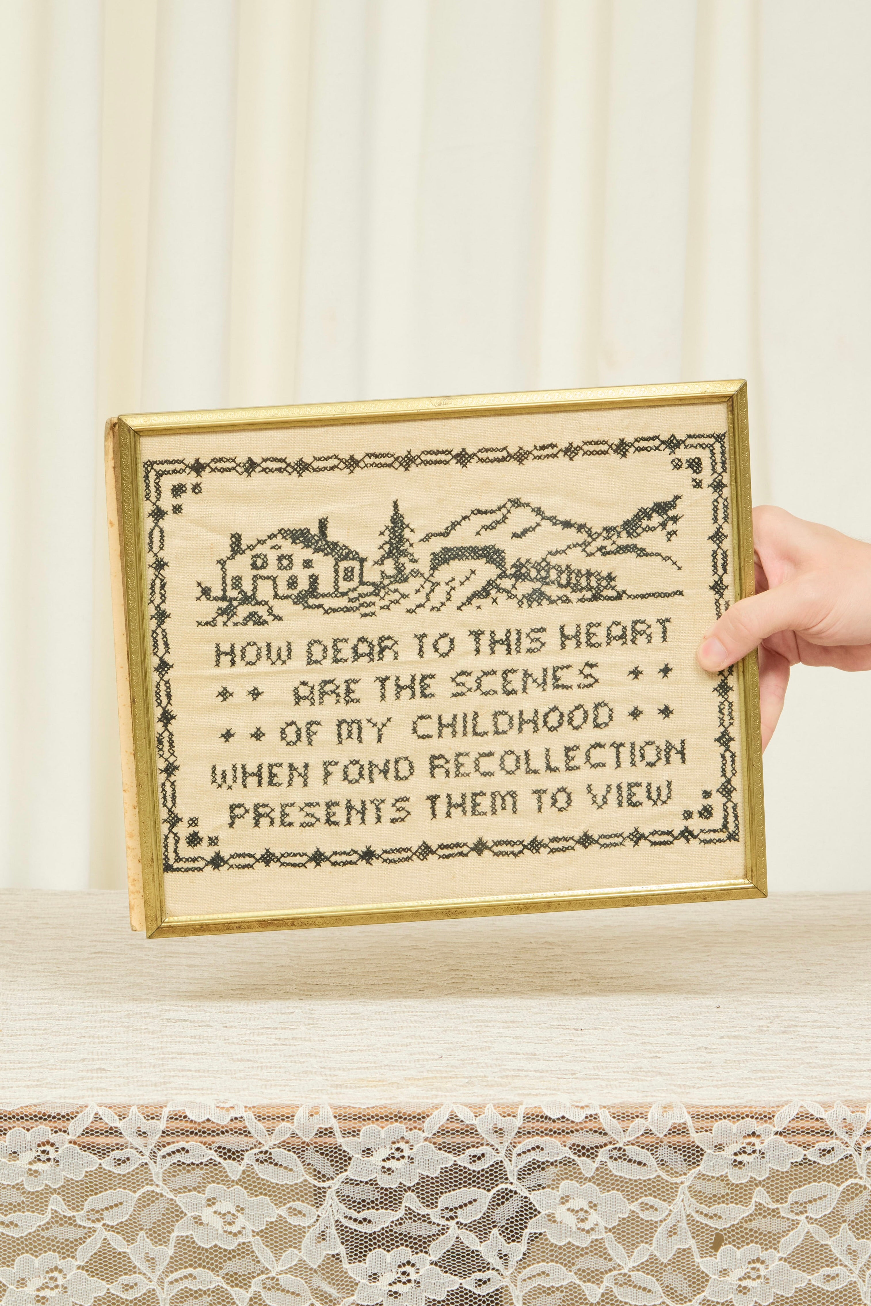 Vintage "Scenes of Childhood" Framed Cross Stitch