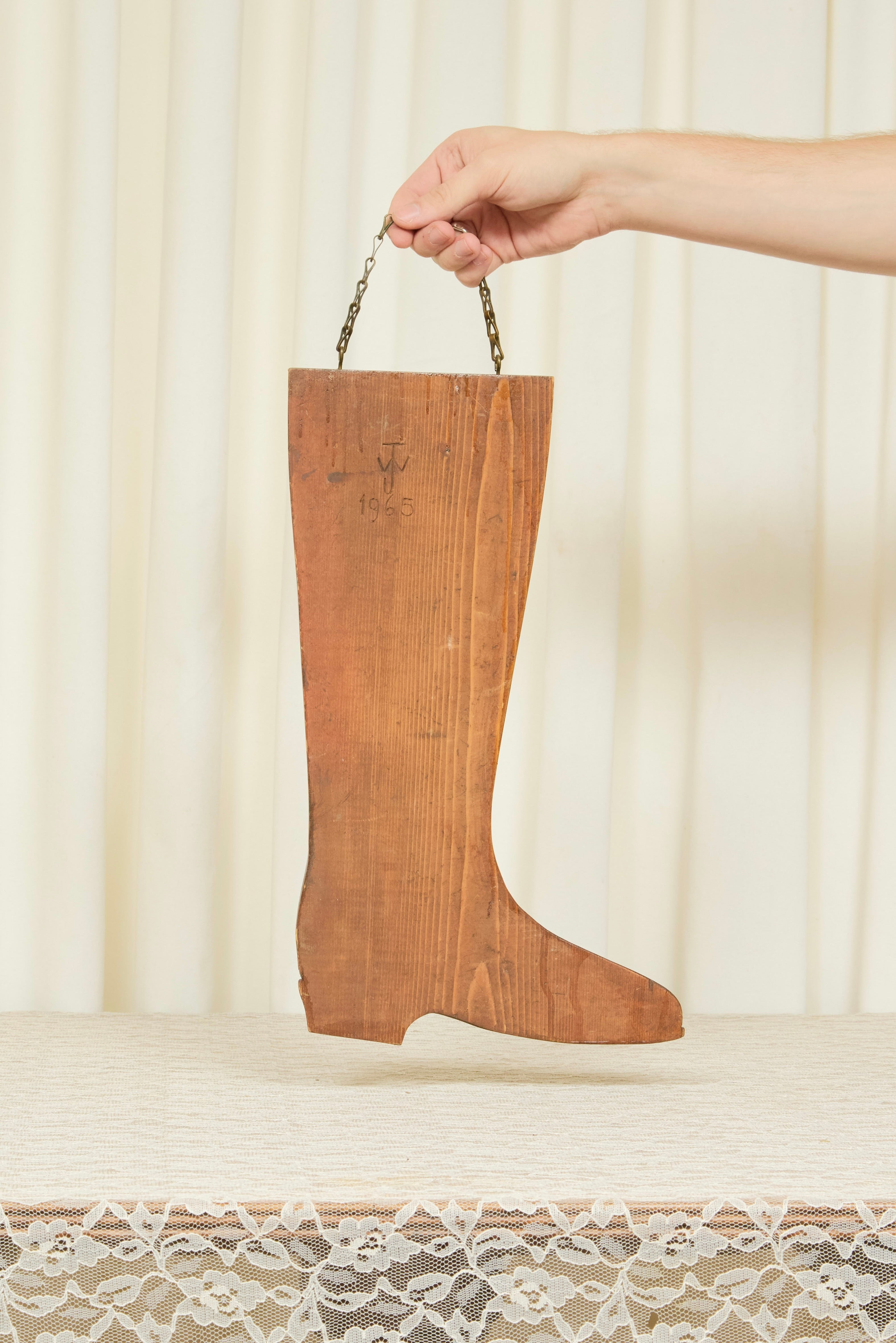 Vintage Wooden Hanging Boot