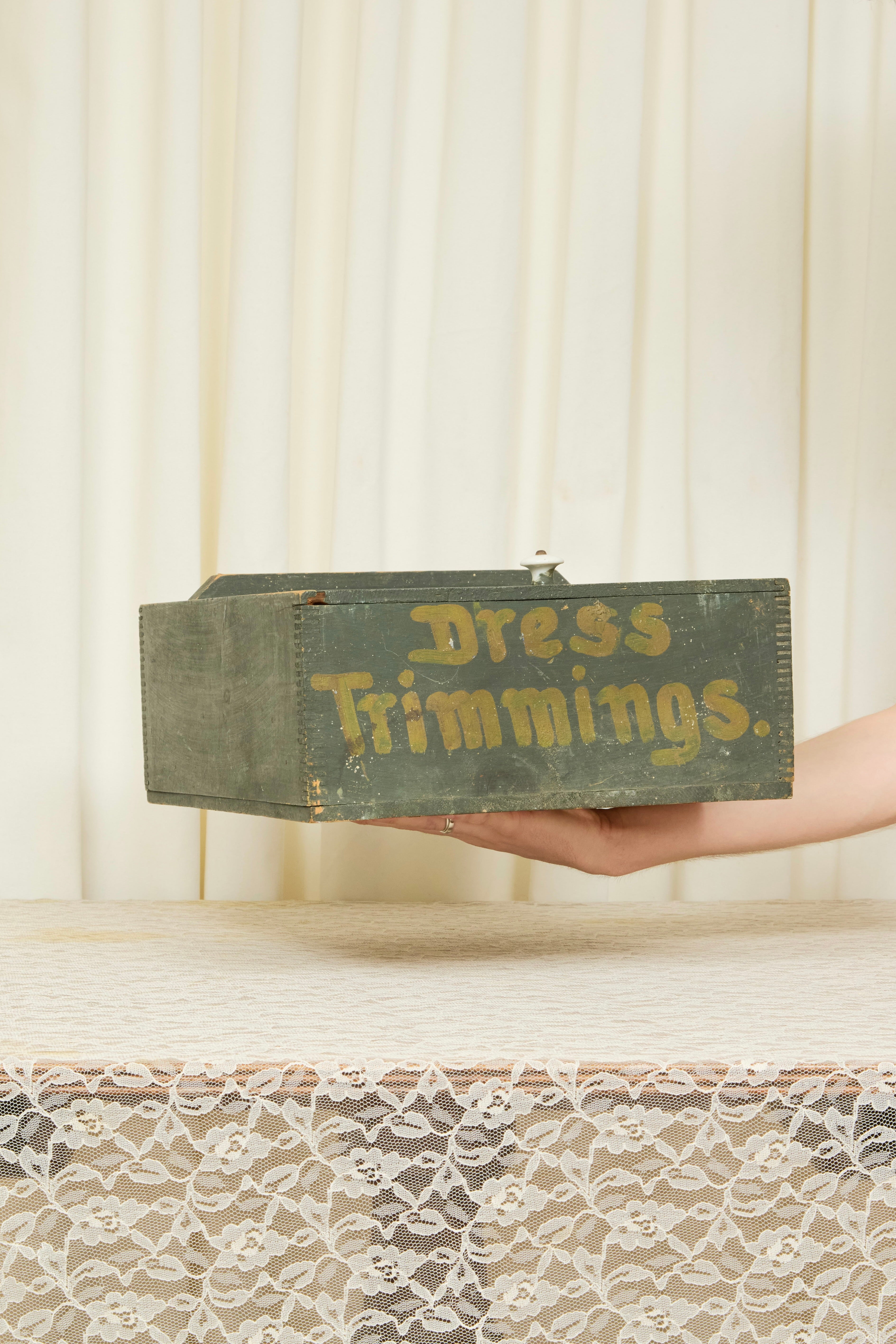 Vintage "Dress Trimmings" Wooden Box
