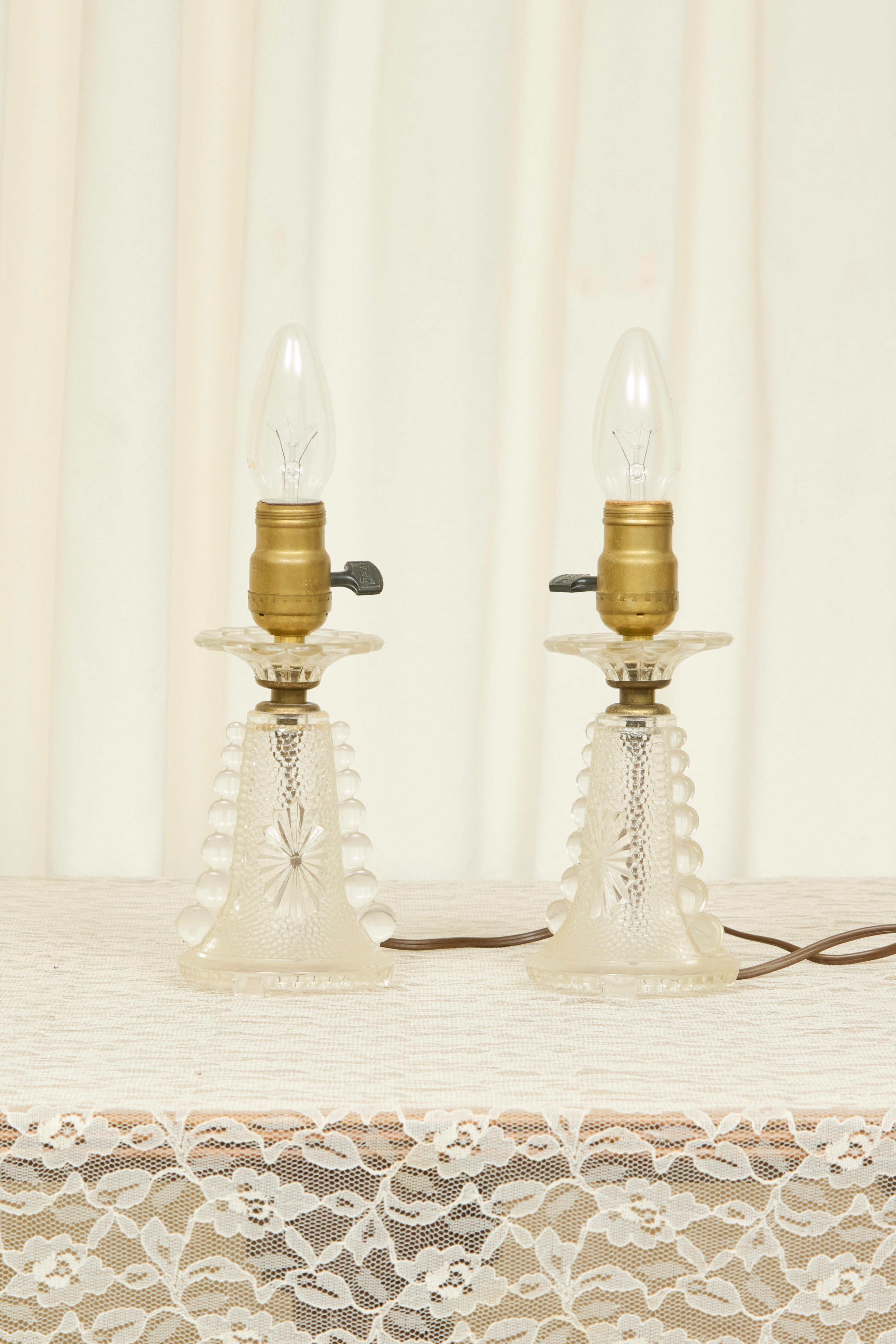 Vintage Boudoir Lamps w/ Shades Set/2