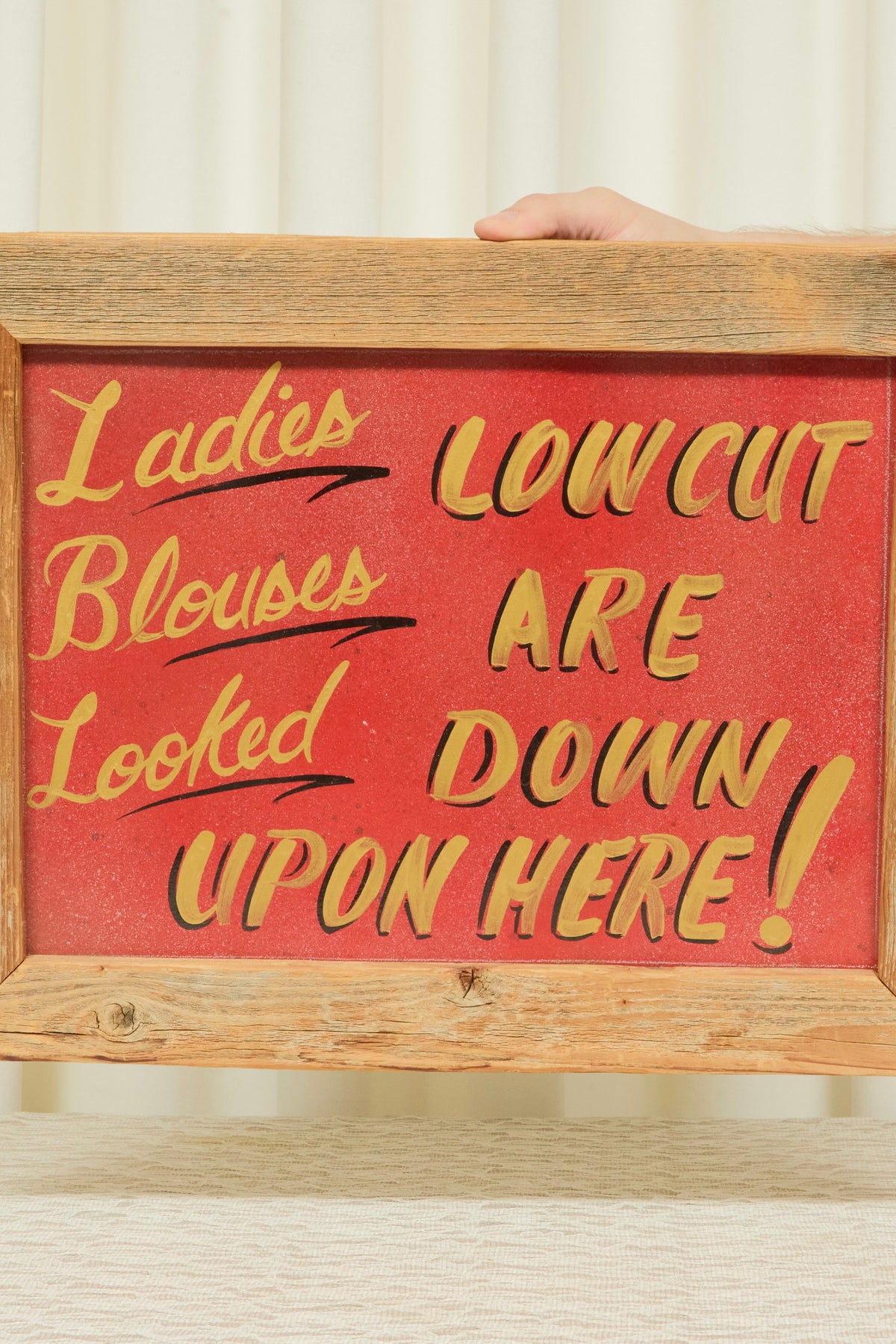 Vintage "Low Cut Blouses" Framed Sign