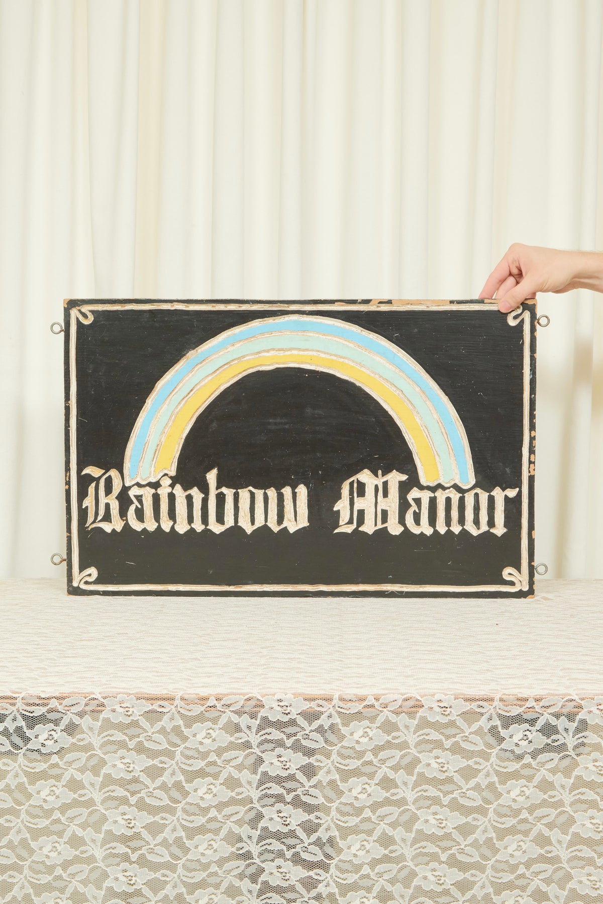 Vintage "Rainbow Manor" Carved Sign