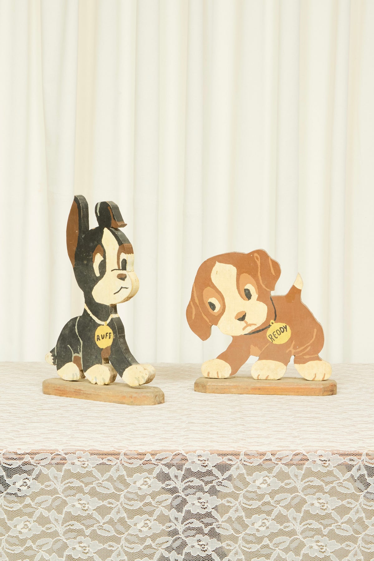 Vintage Ruff & Reddy Folk Art Dogs Set/2