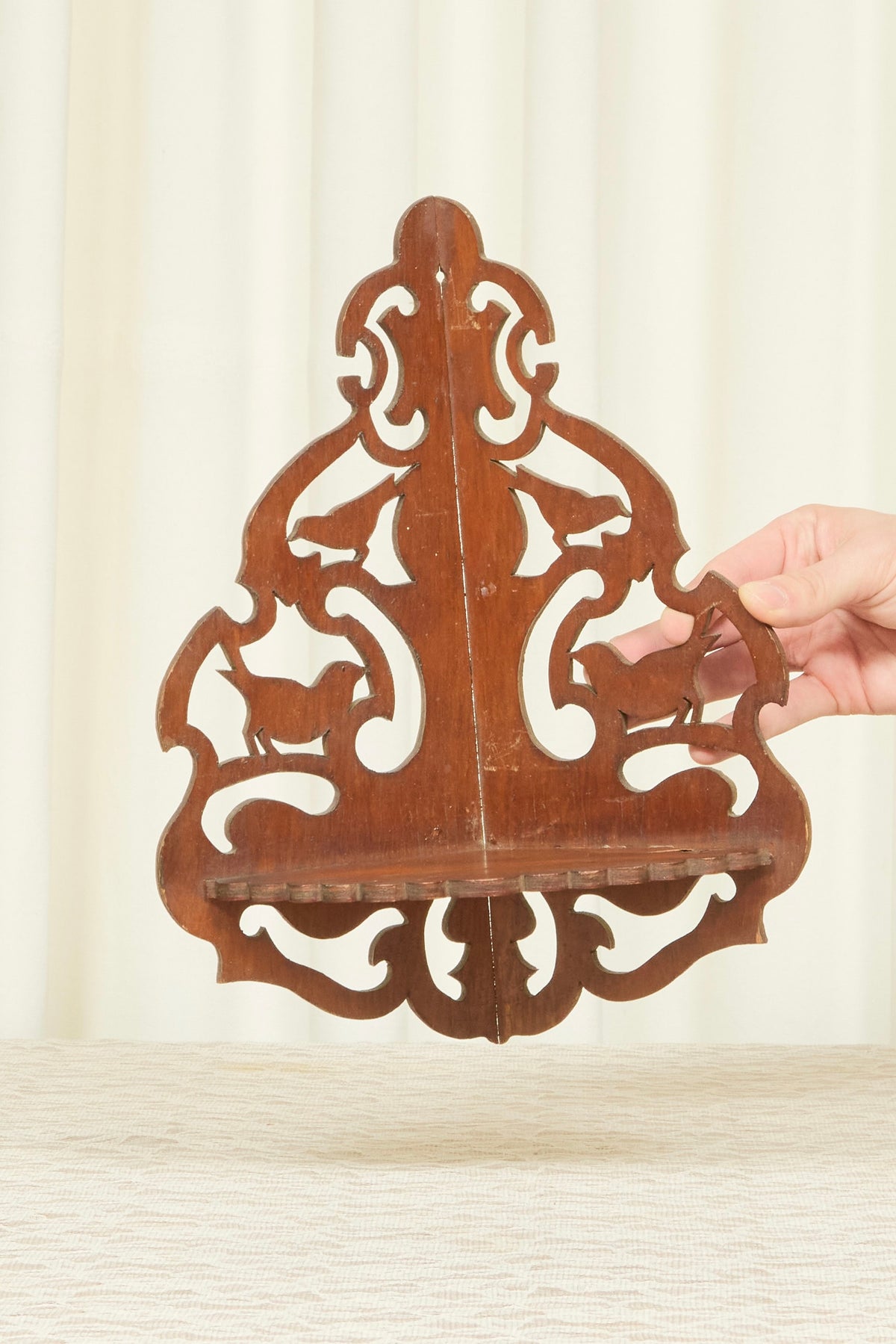 Vintage Carved Bird Wall Shelves Set/2