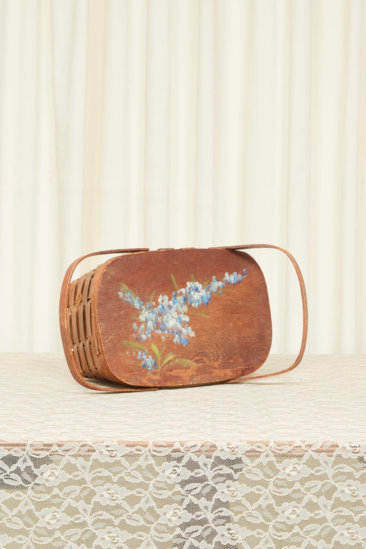 Vintage Painted Picnic Basket