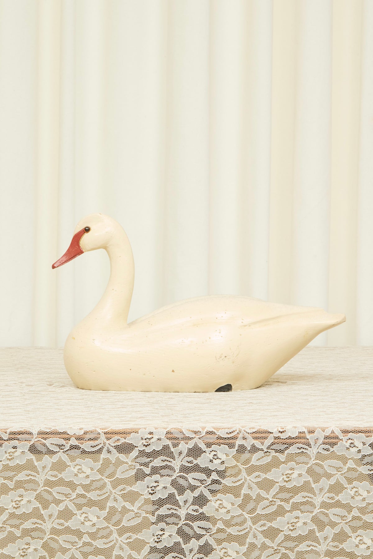 Vintage Folk Art Wooden Swan