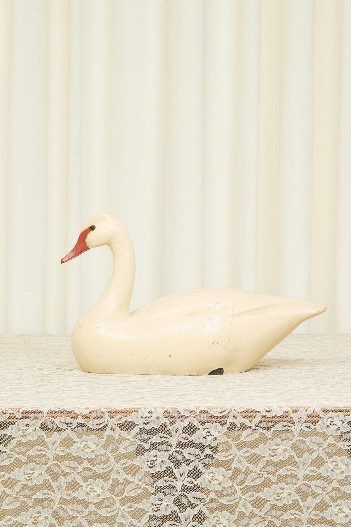 Vintage Folk Art Wooden Swan