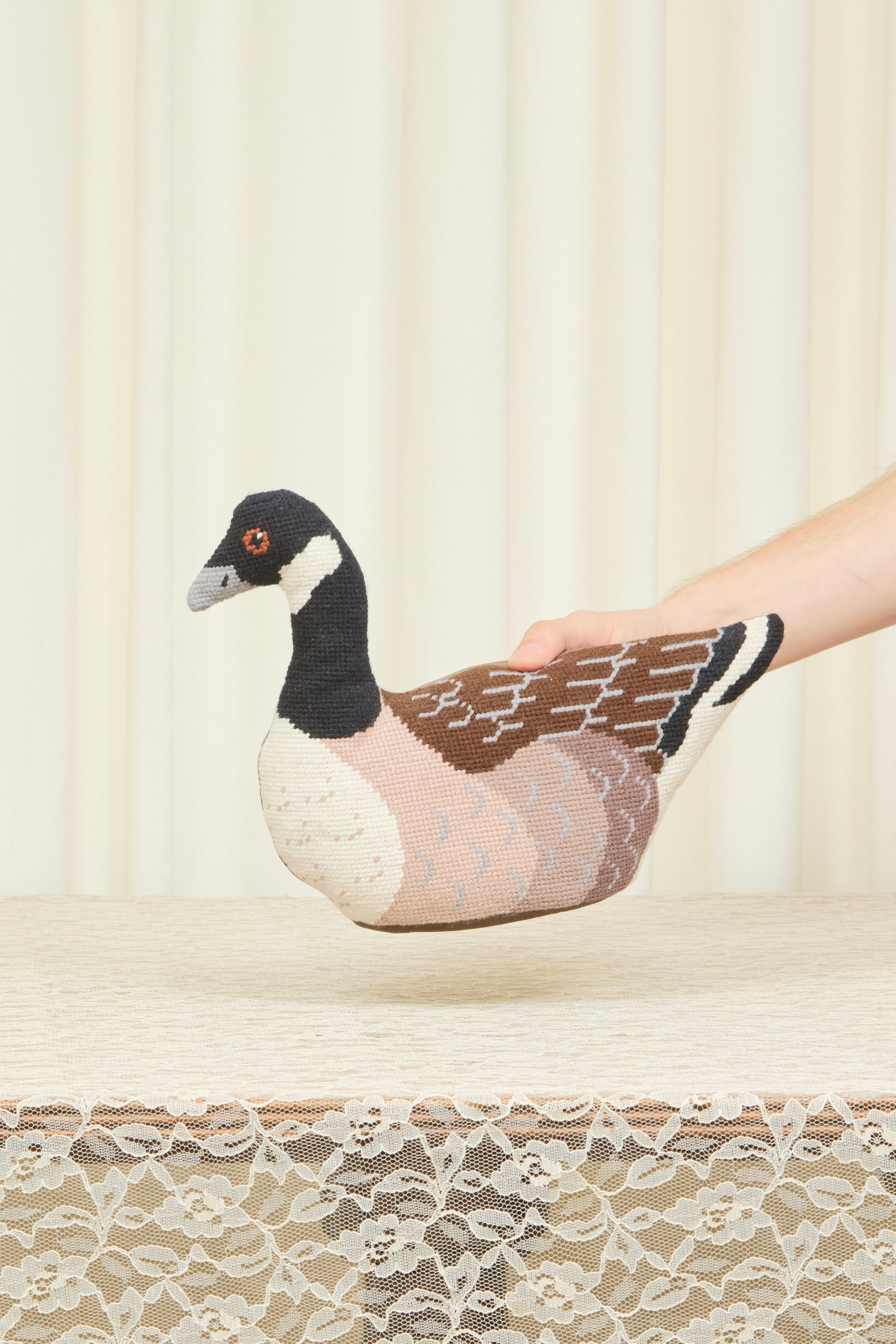 Vintage Stuffed Needlepoint Goose