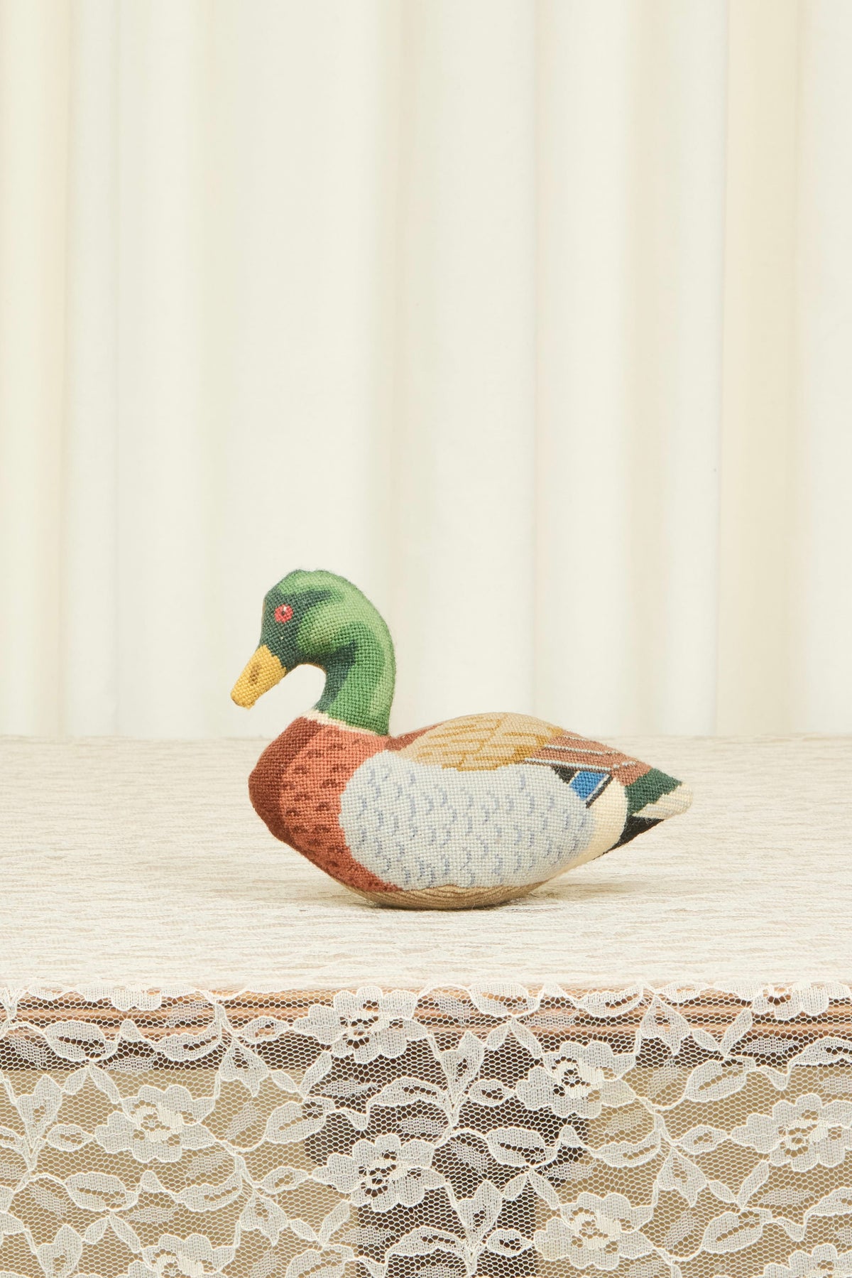 Vintage Stuffed Mallard Needlepoints Set/2
