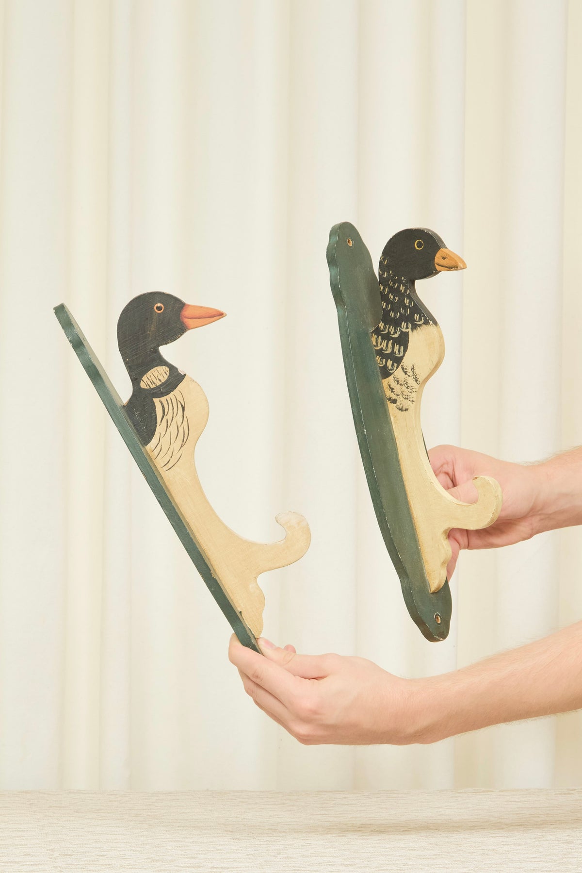 Vintage Folkart Goose Hooks Set/2