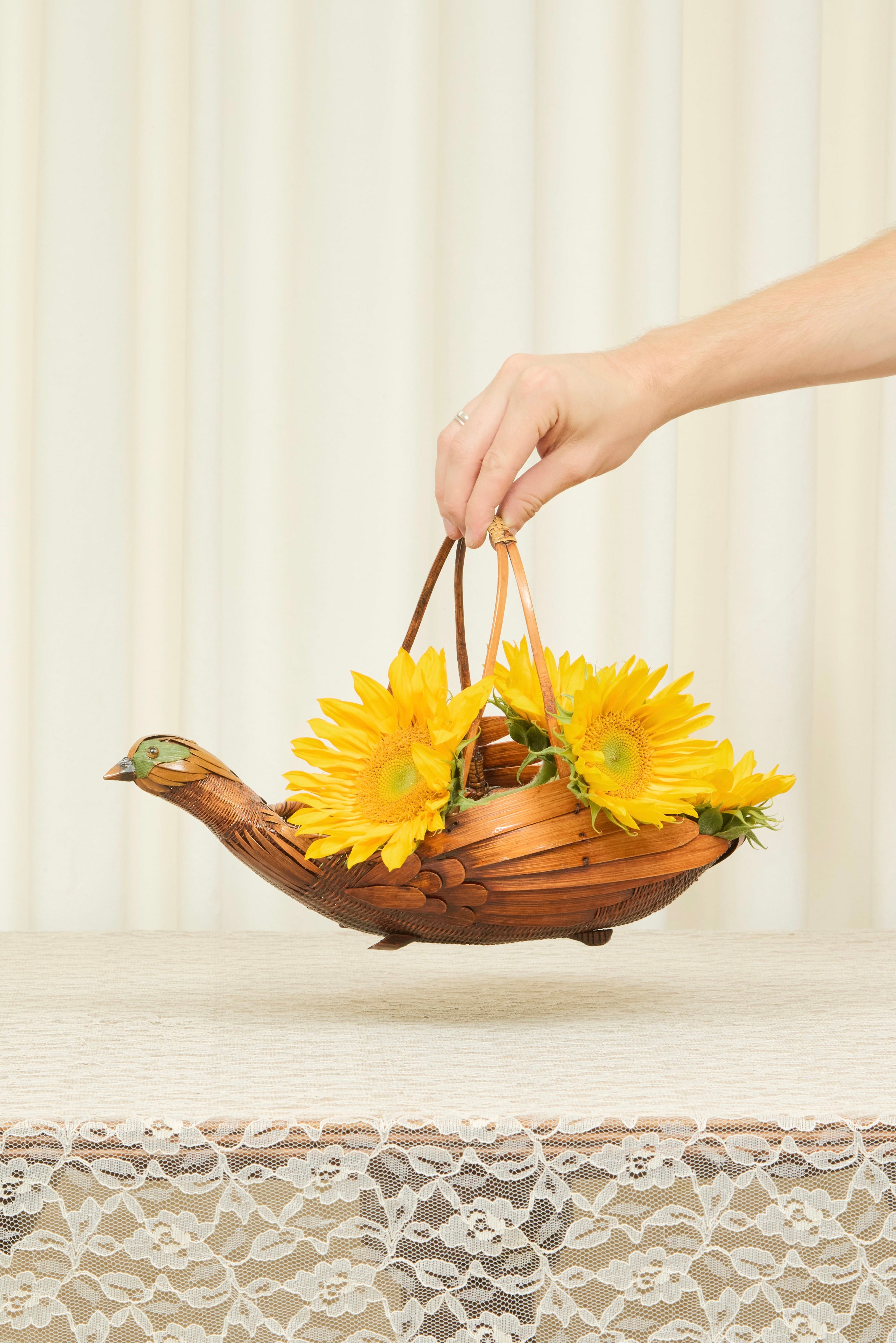 Vintage Woven Bird Basket