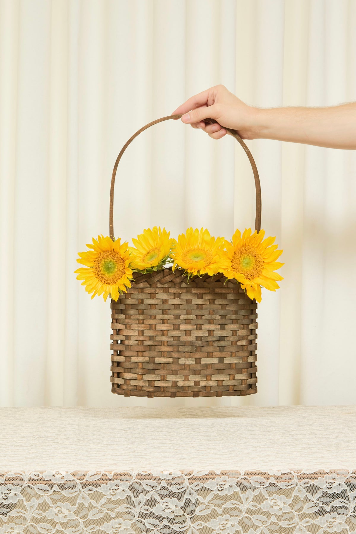 Vintage Long Handle Basket