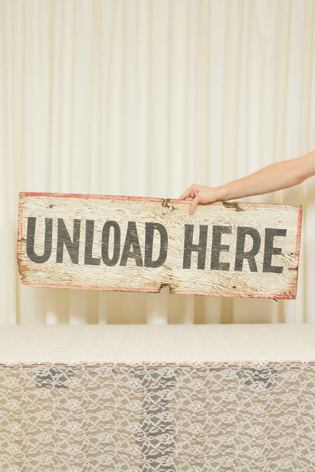 Vintage "Unload Here" Painted Sign