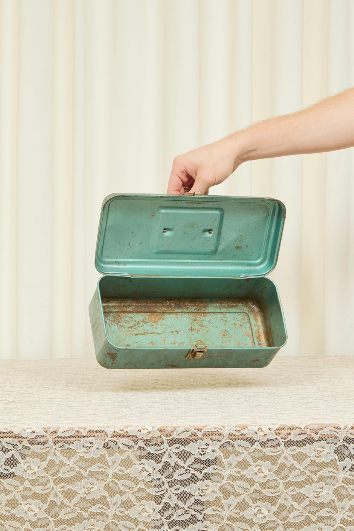 Vintage Turquoise Metal Box